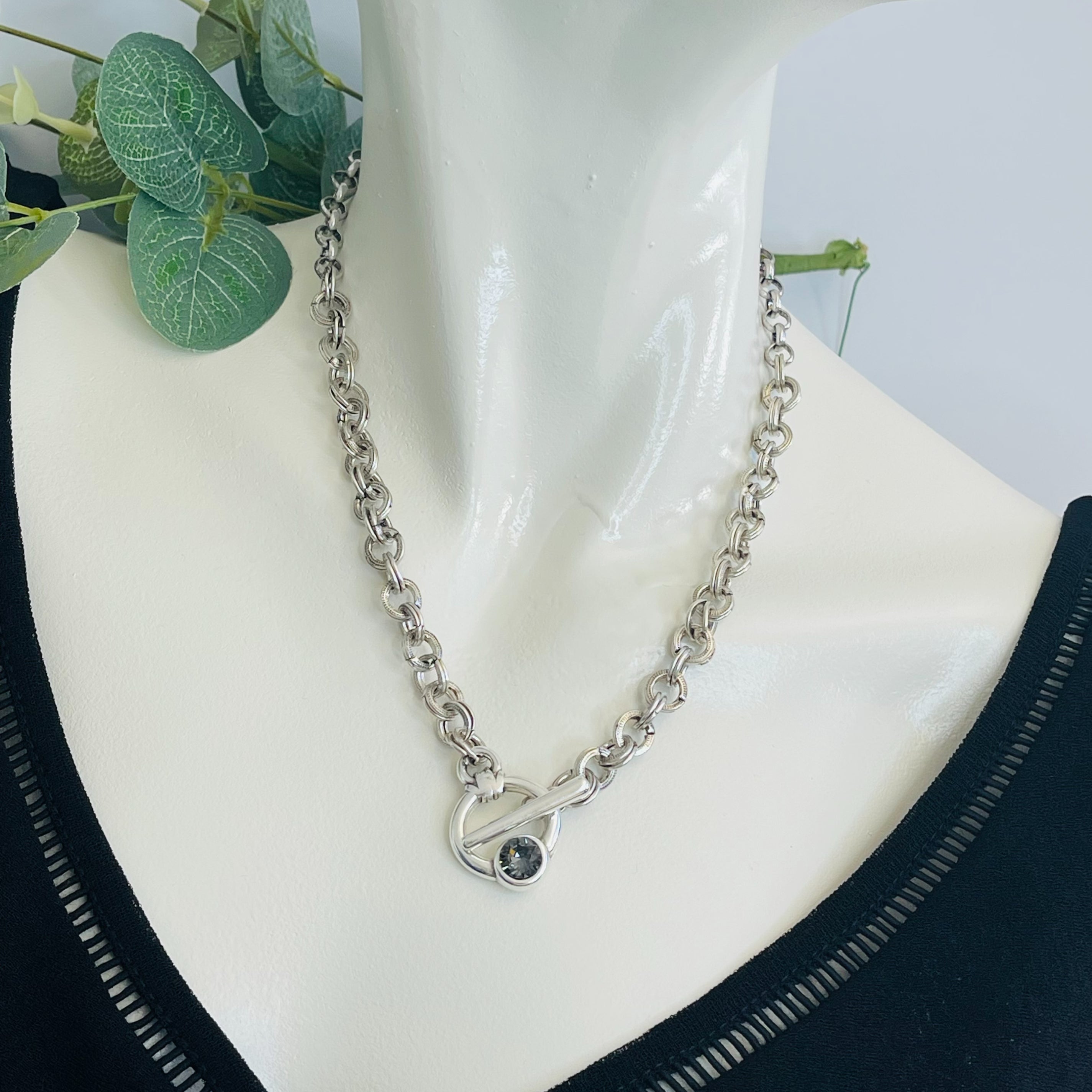 Urban Style Halskette Silber mit blauem Swarovski Hermine