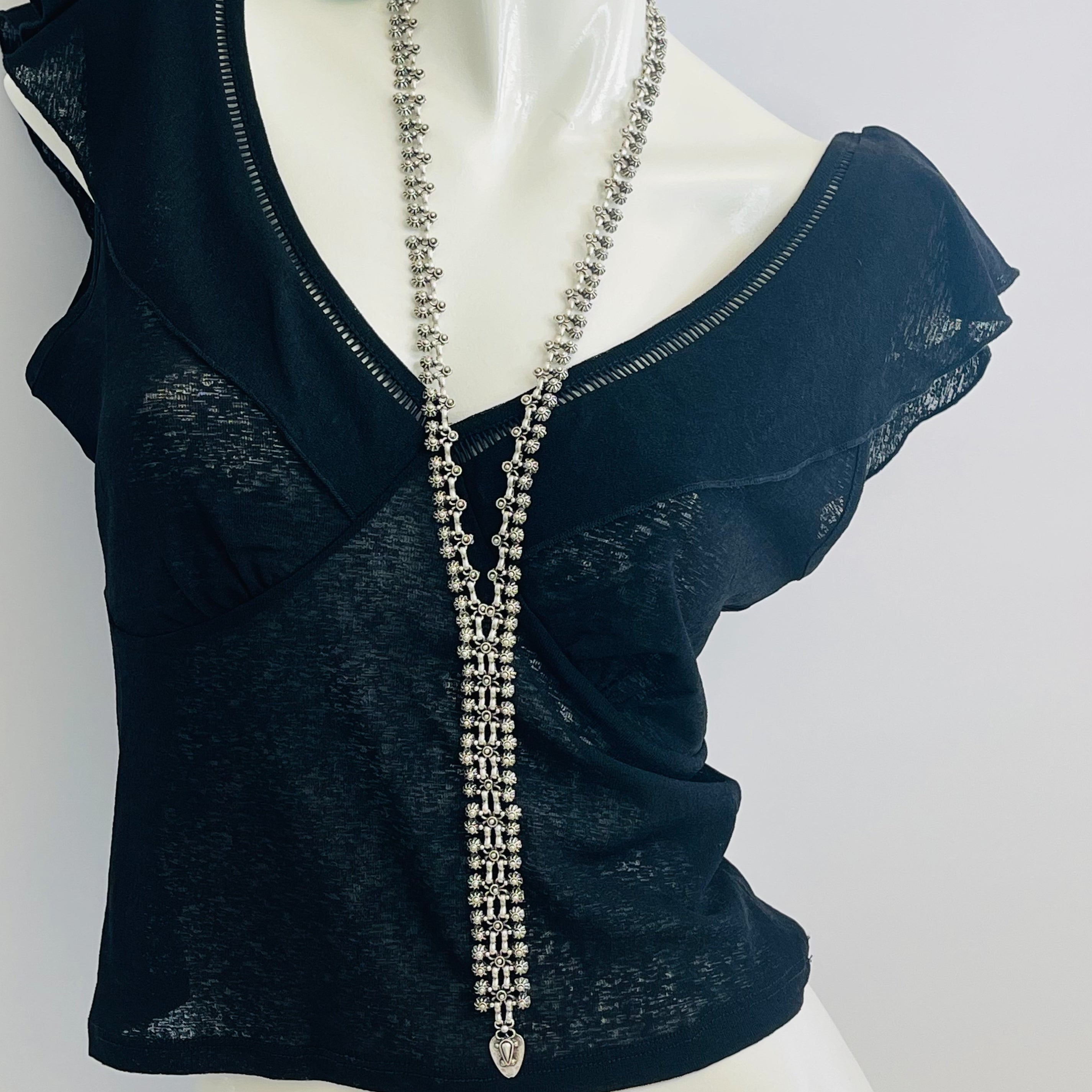 Lange Lariat Y-Halskette Silber Boho Maline