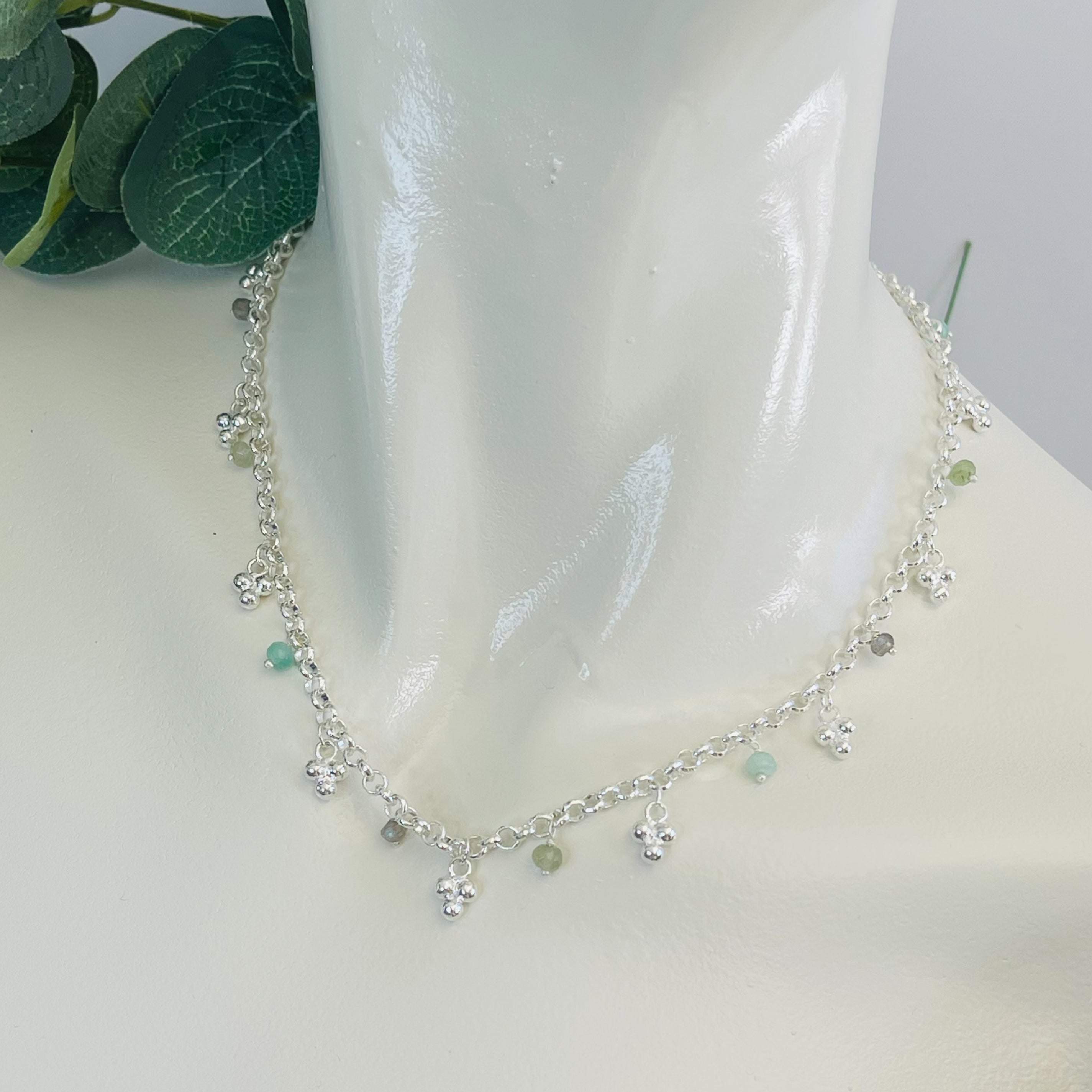 Zweiteiliges Silberketten-Set mit Perlen Delores