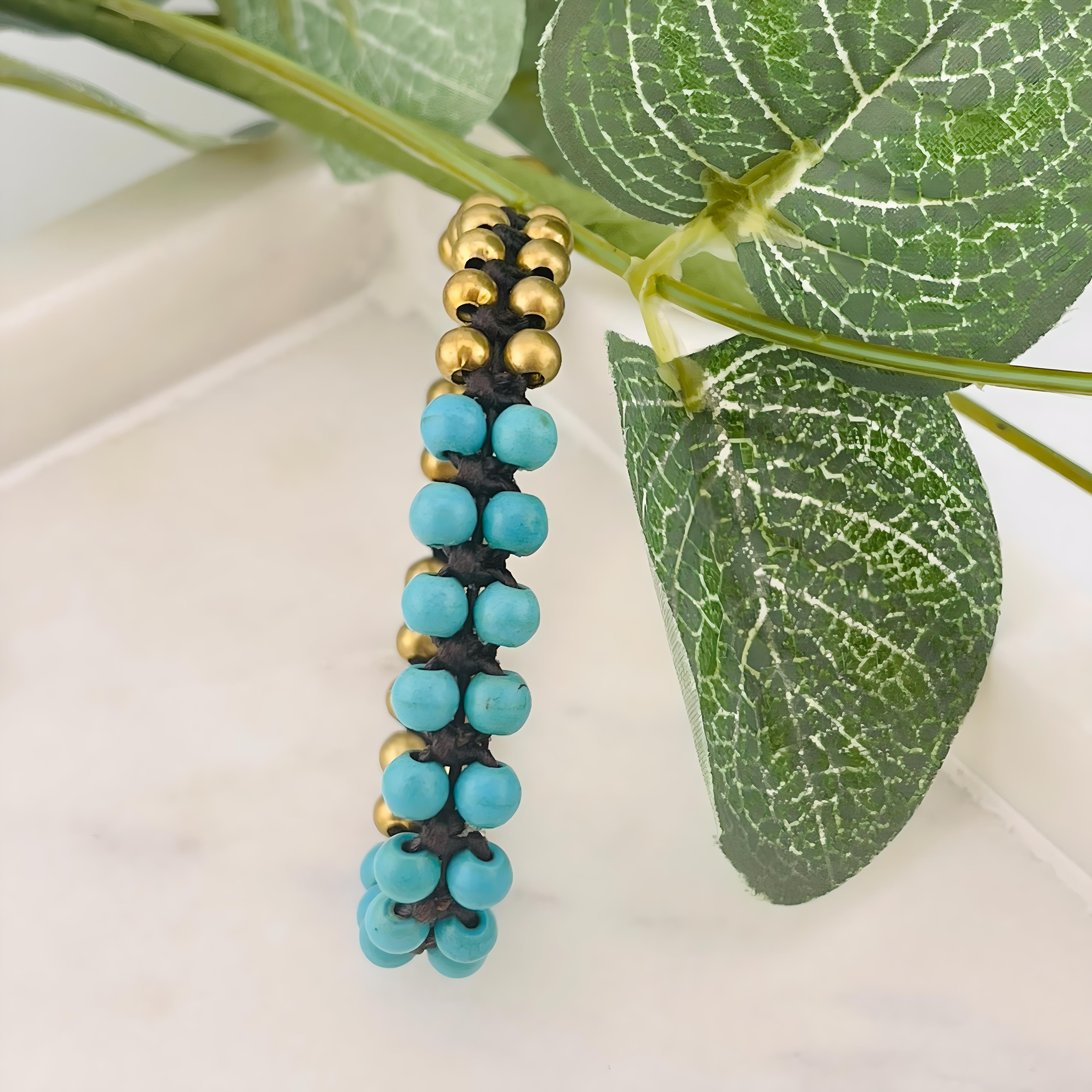 Boho Perlenarmband Messing und Türkis Georgina