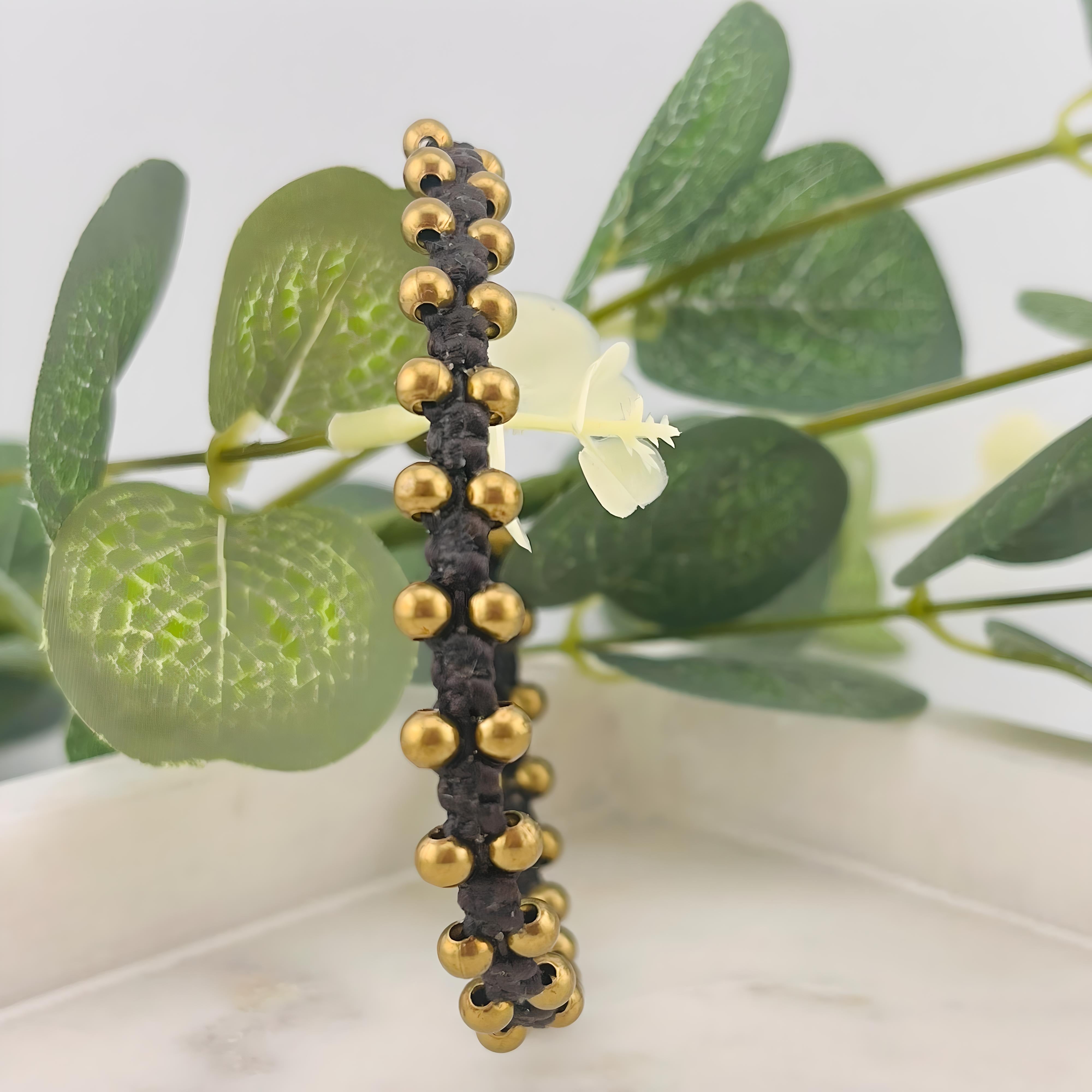 Boho Fusskettchen mit Messingperlen Amber