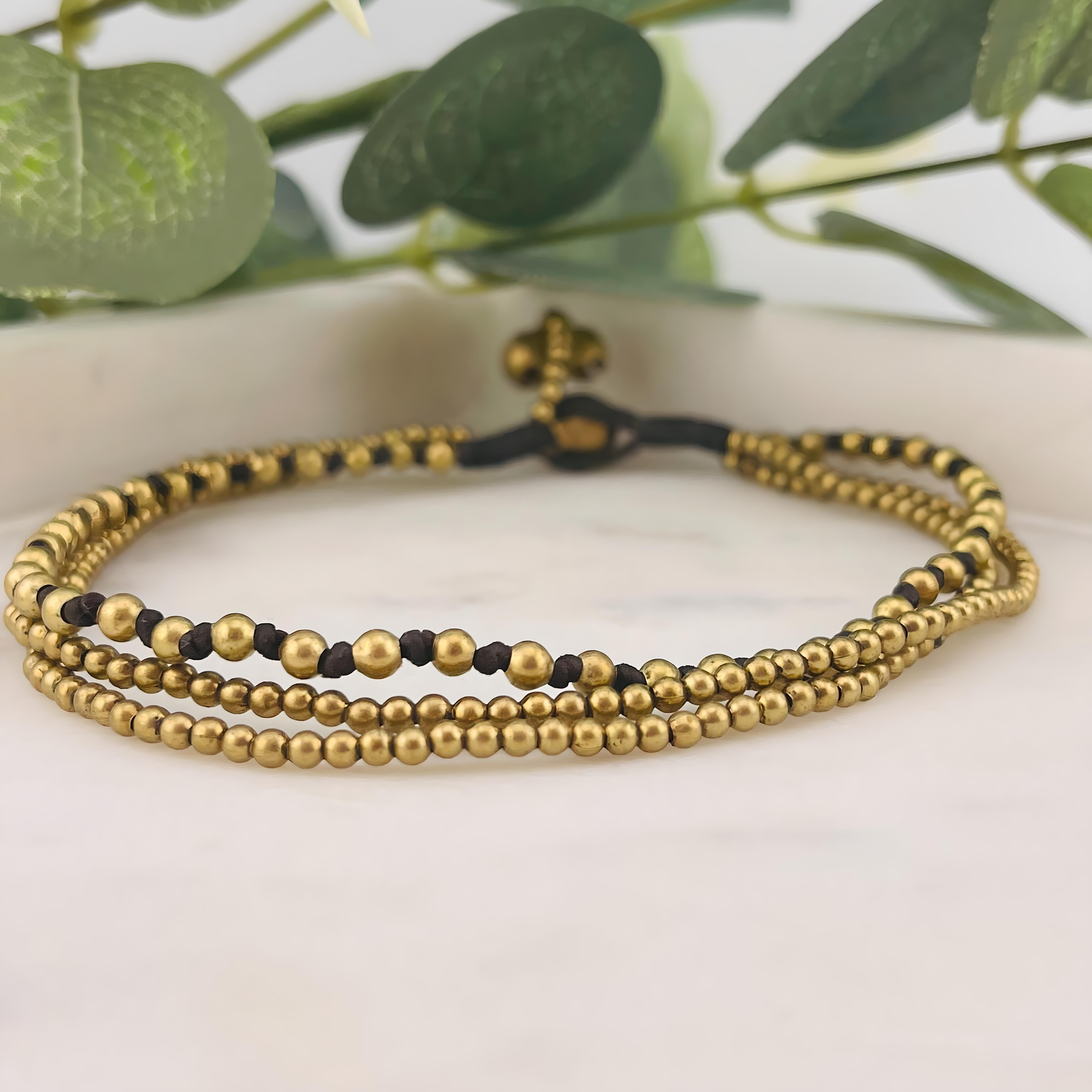 Fusskettchen mit Goldperlen im indisch Boho-Style Ann