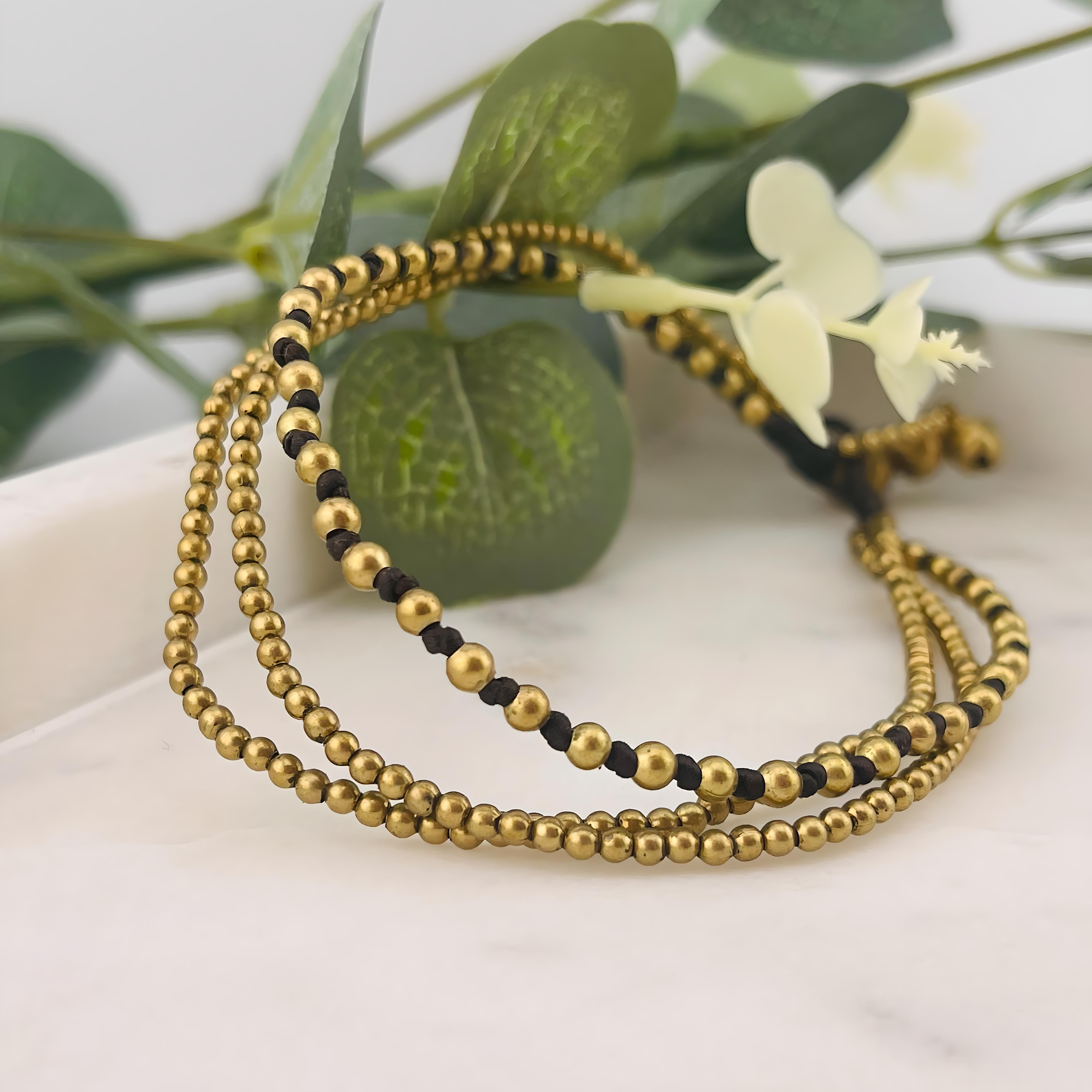 Fusskettchen mit Goldperlen im indisch Boho-Style Ann