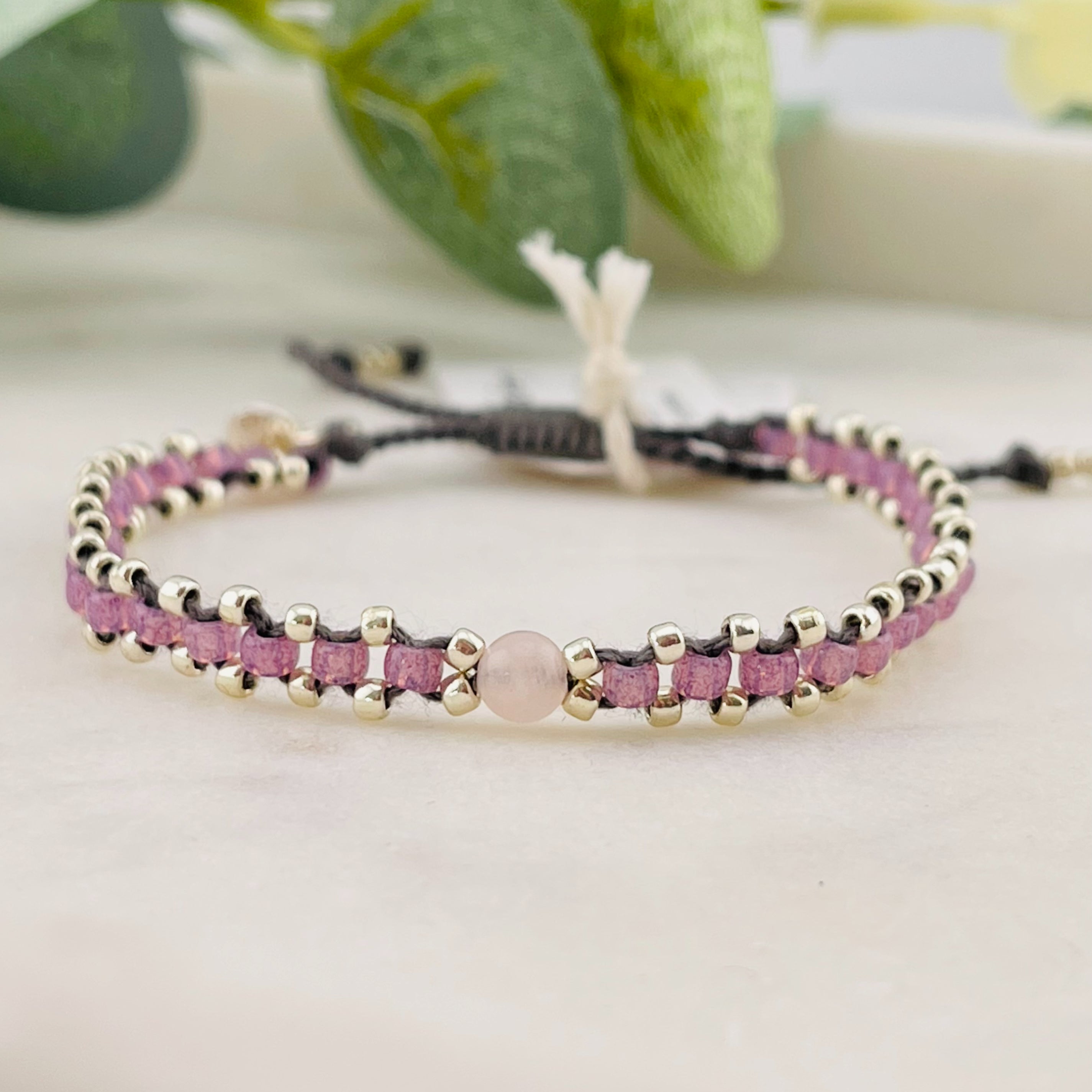 Silberperlen-Armband mit Rosenquarz "Eternal Rose Quartz"