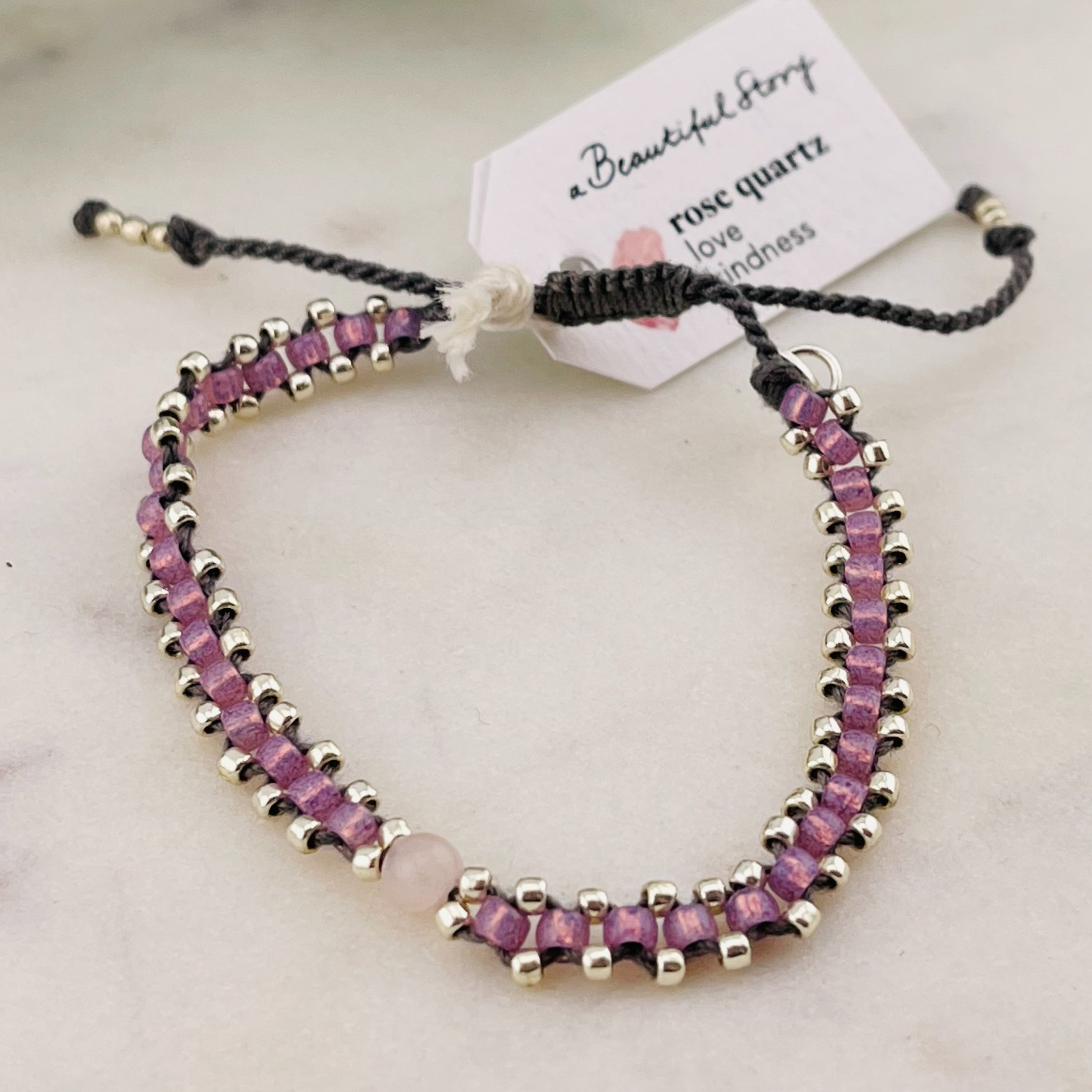 Silberperlen-Armband mit Rosenquarz "Eternal Rose Quartz"