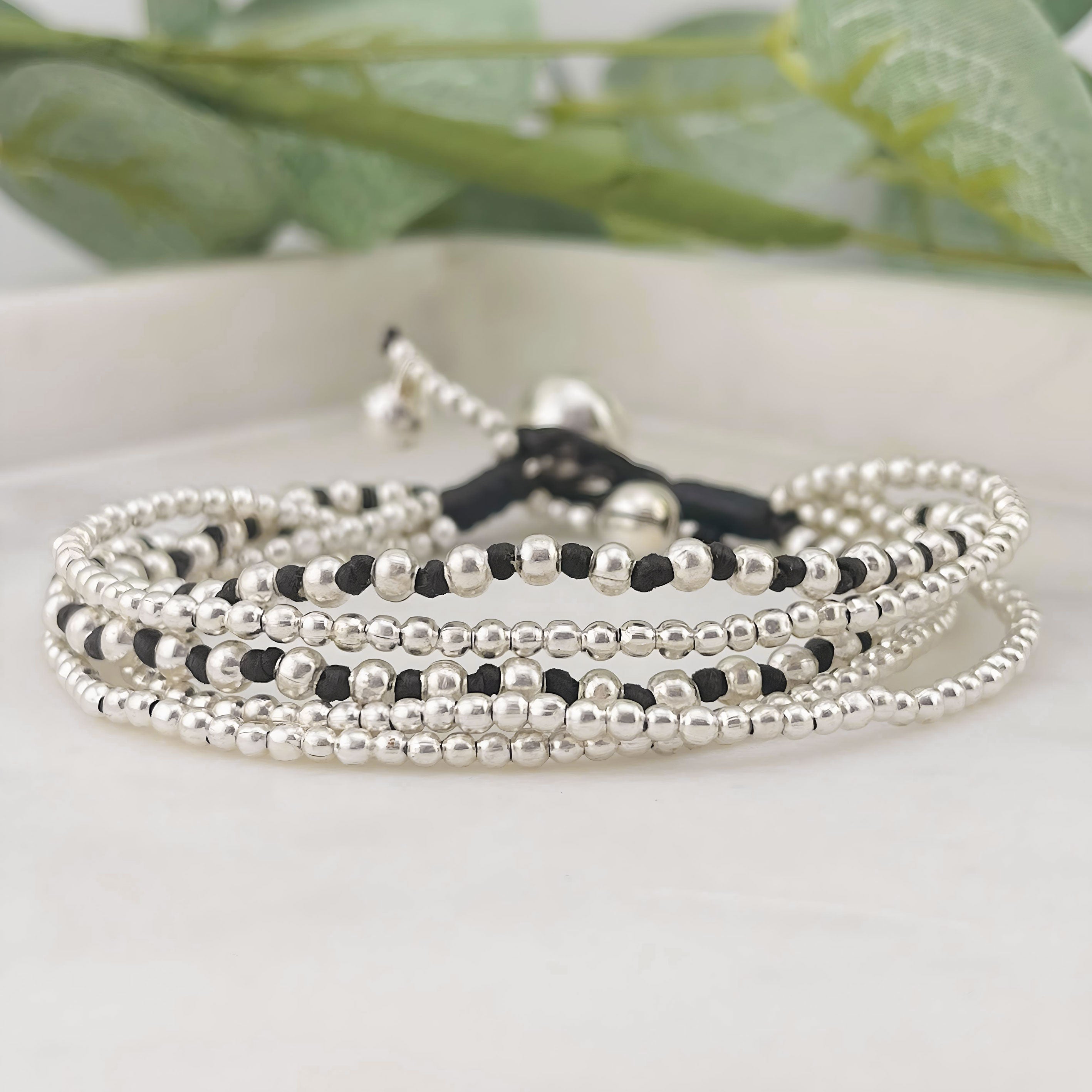 Multi-Strang Armband mit Silberperlen Boho-Style Aileen