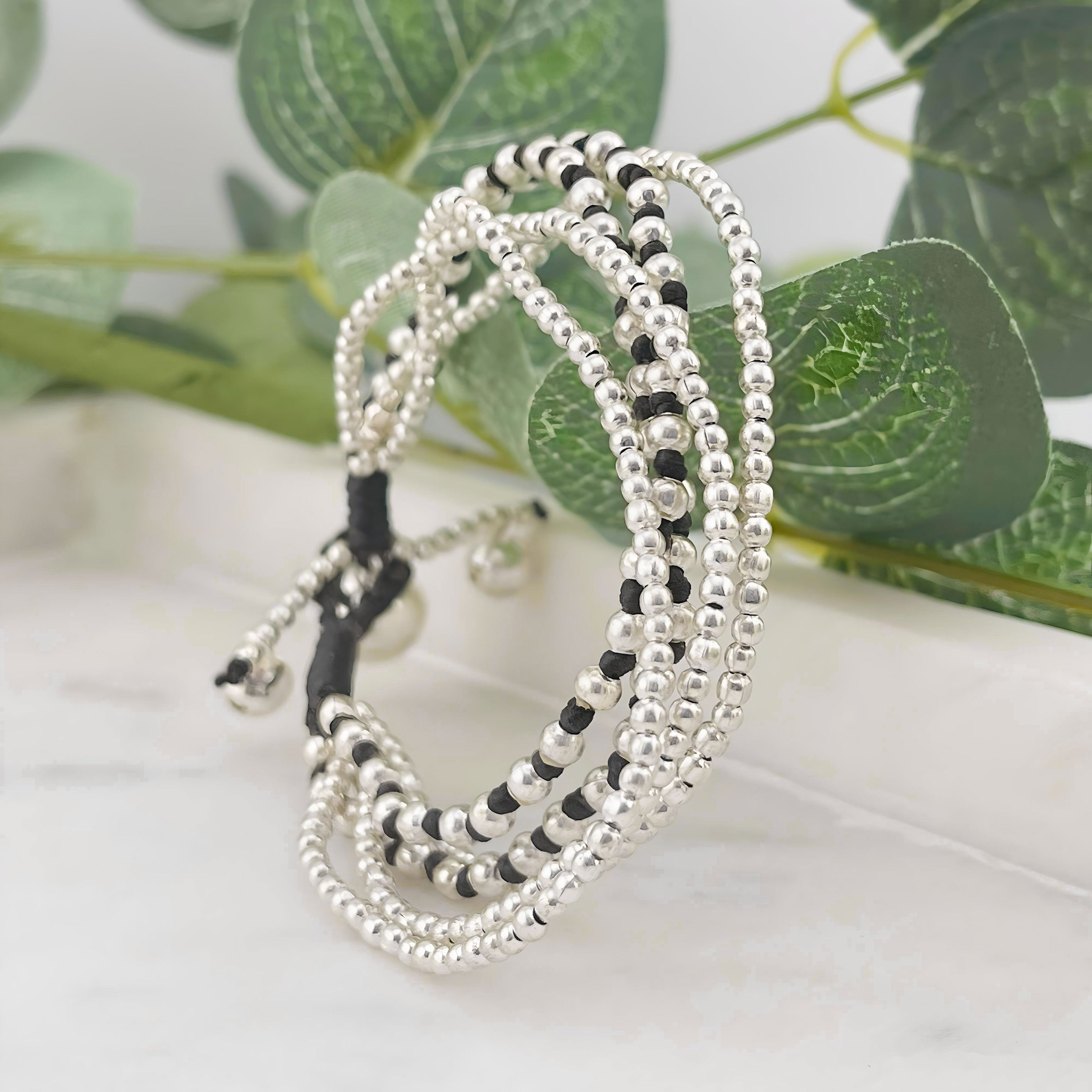 Multi-Strang Armband mit Silberperlen Boho-Style Aileen