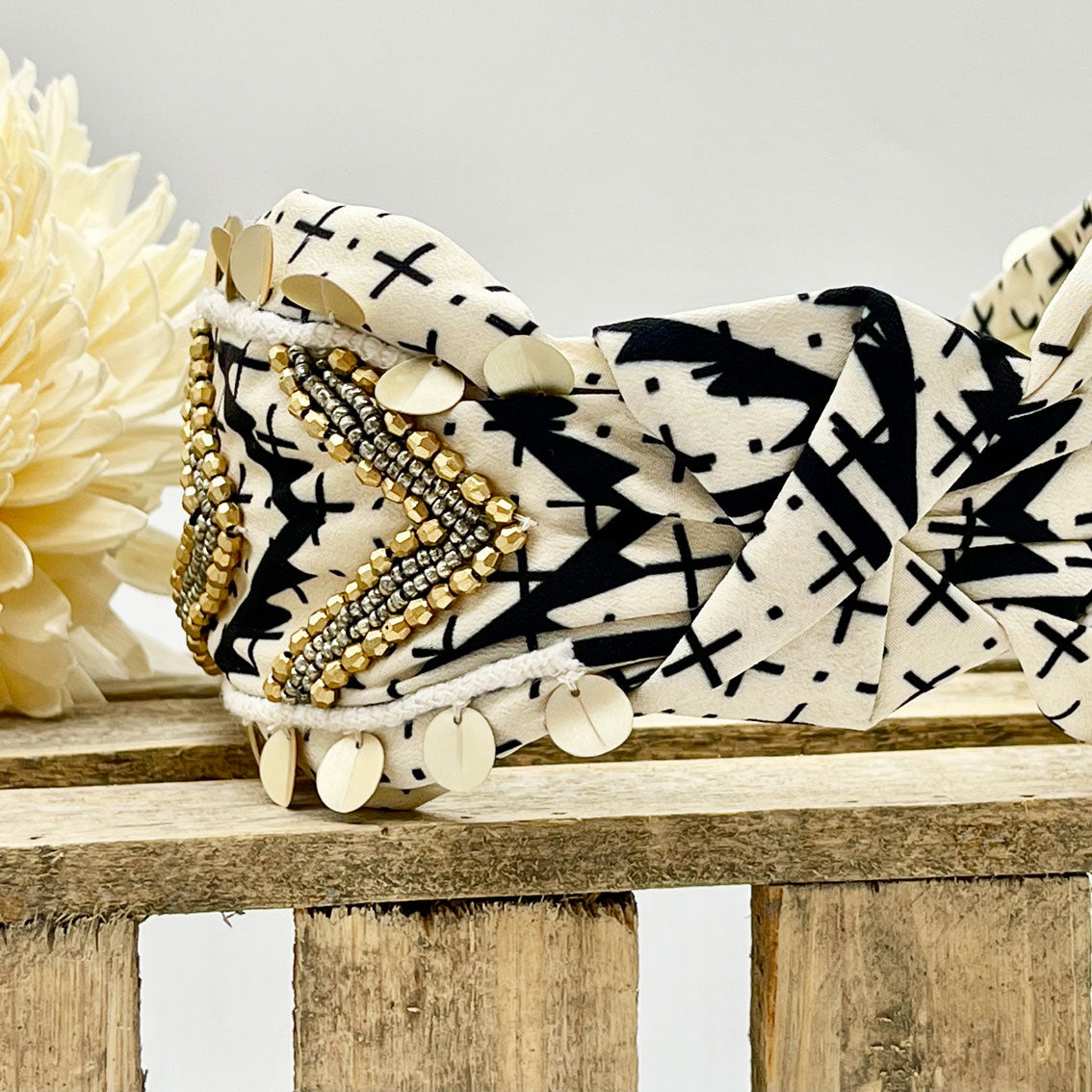 Namjosh Haarreif Schwarz-Weiss-Gold Tijana