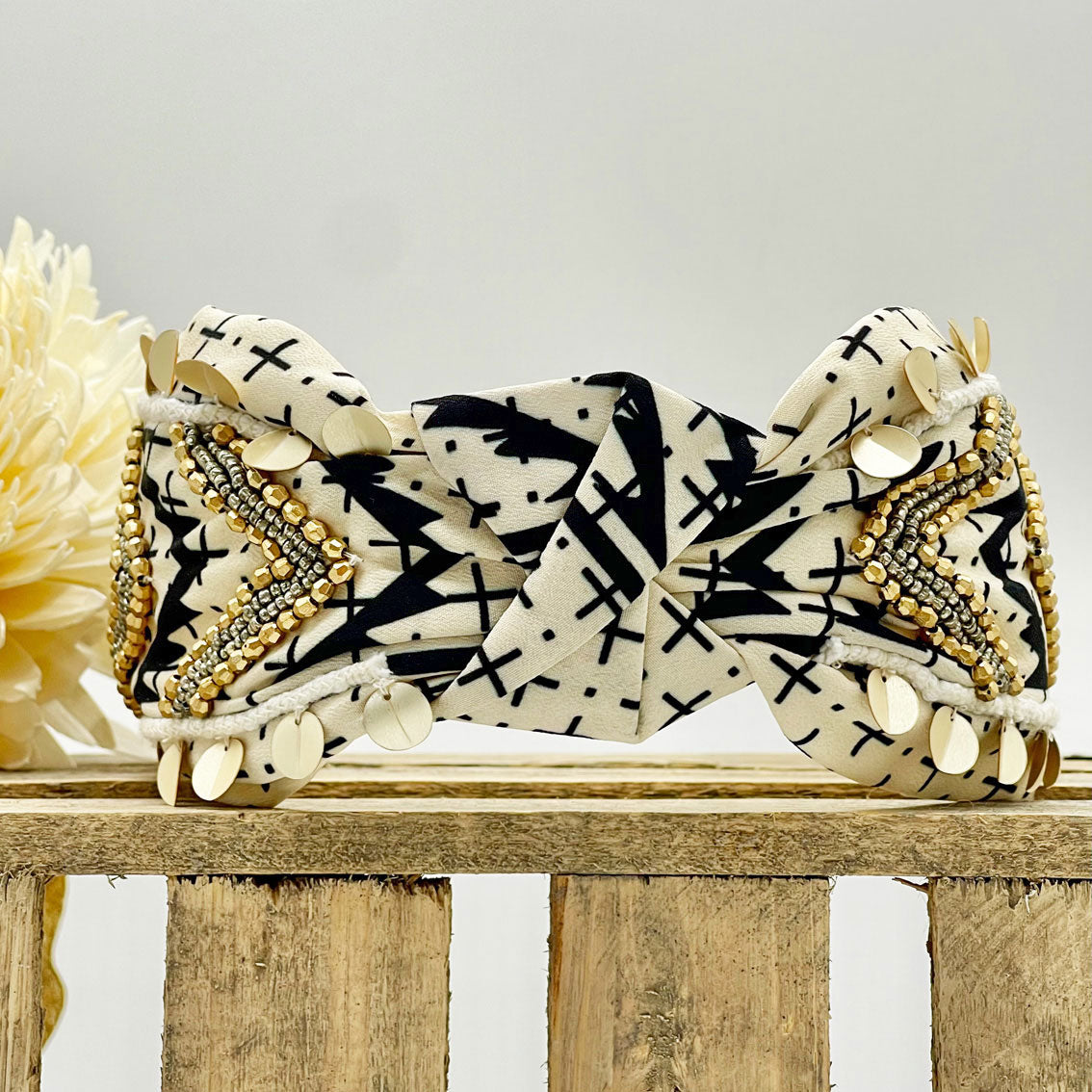 Namjosh Haarreif Schwarz-Weiss-Gold Tijana