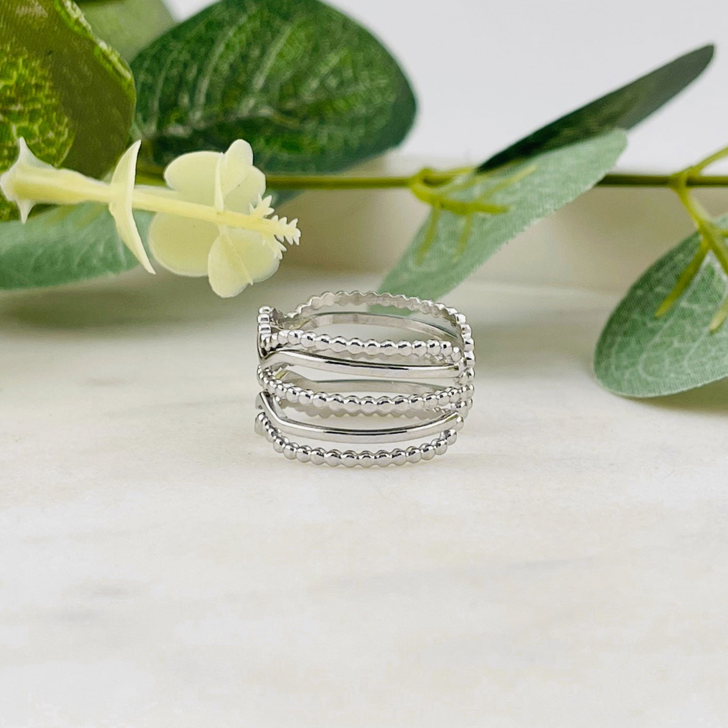 Offener Silberring mit feinem Boho-Design antiallergisch Moran