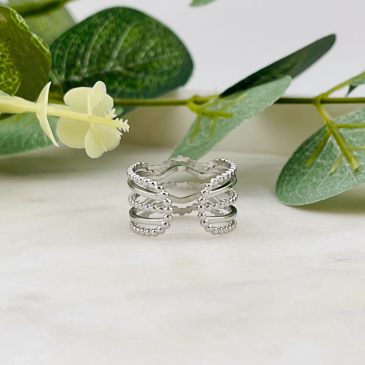Offener Silberring mit feinem Boho-Design antiallergisch Moran
