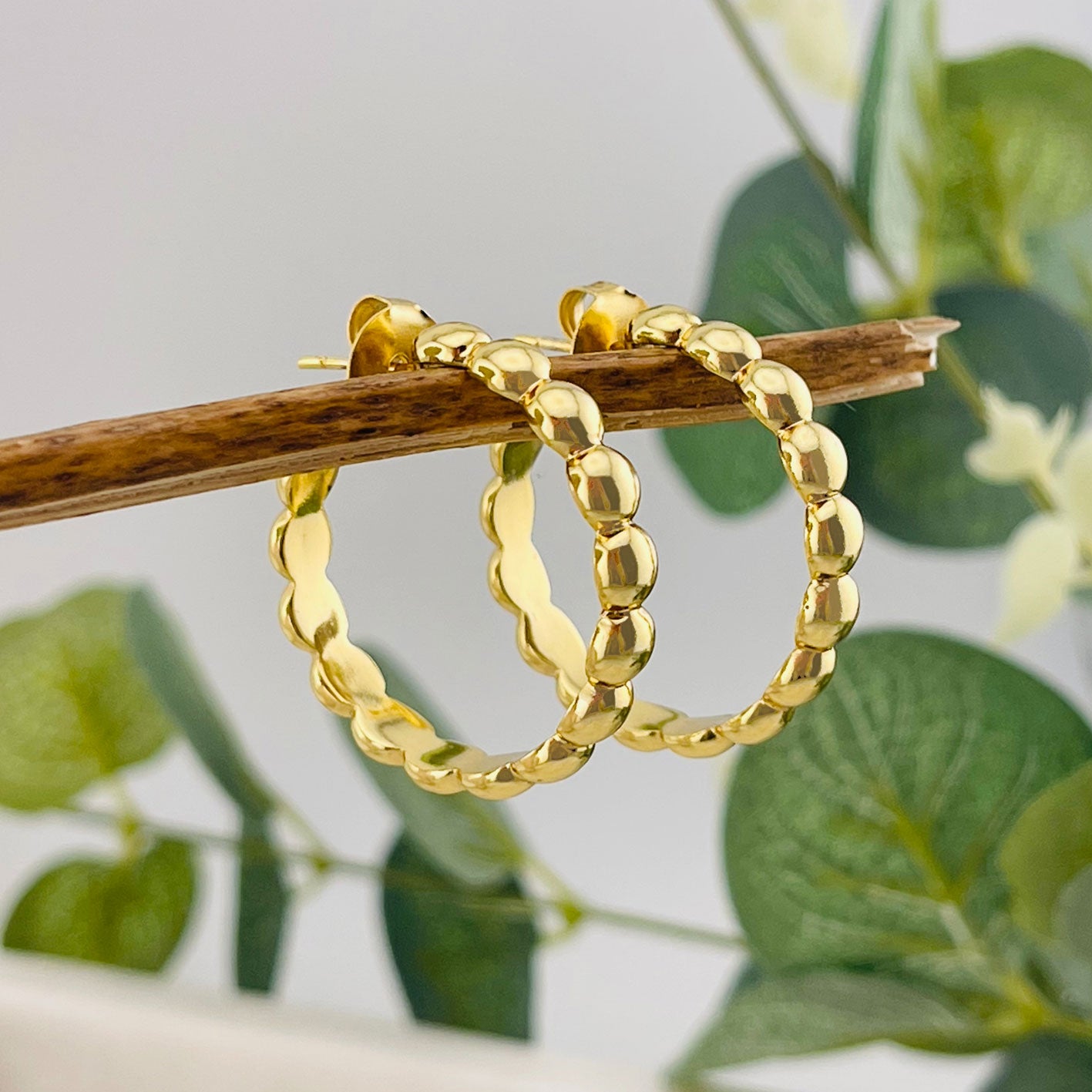 Pink Sand Creolen Gold mit Stecker Eva