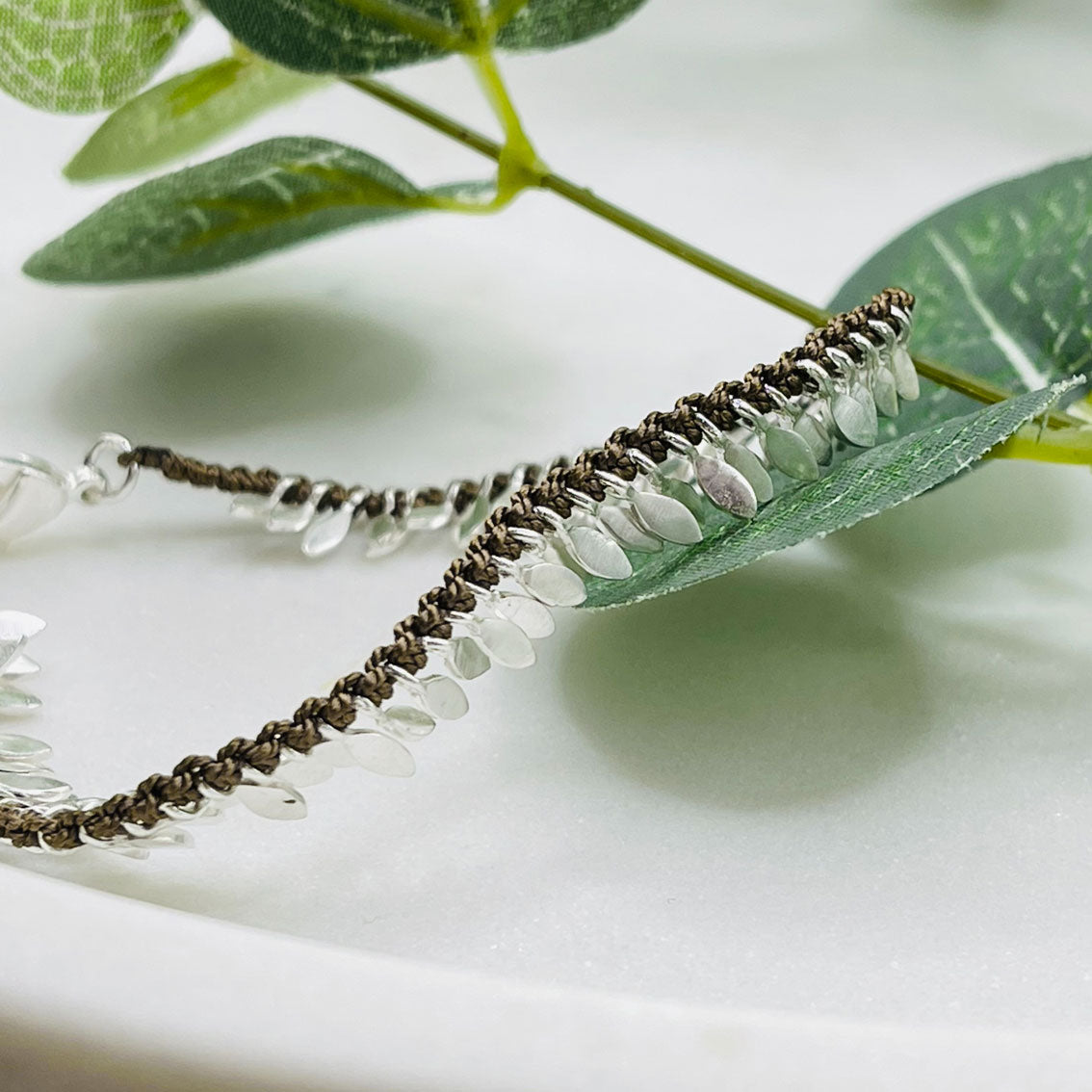 Pink Sand Garn-Armband Hippie Style in Braun mit Silber Nerry
