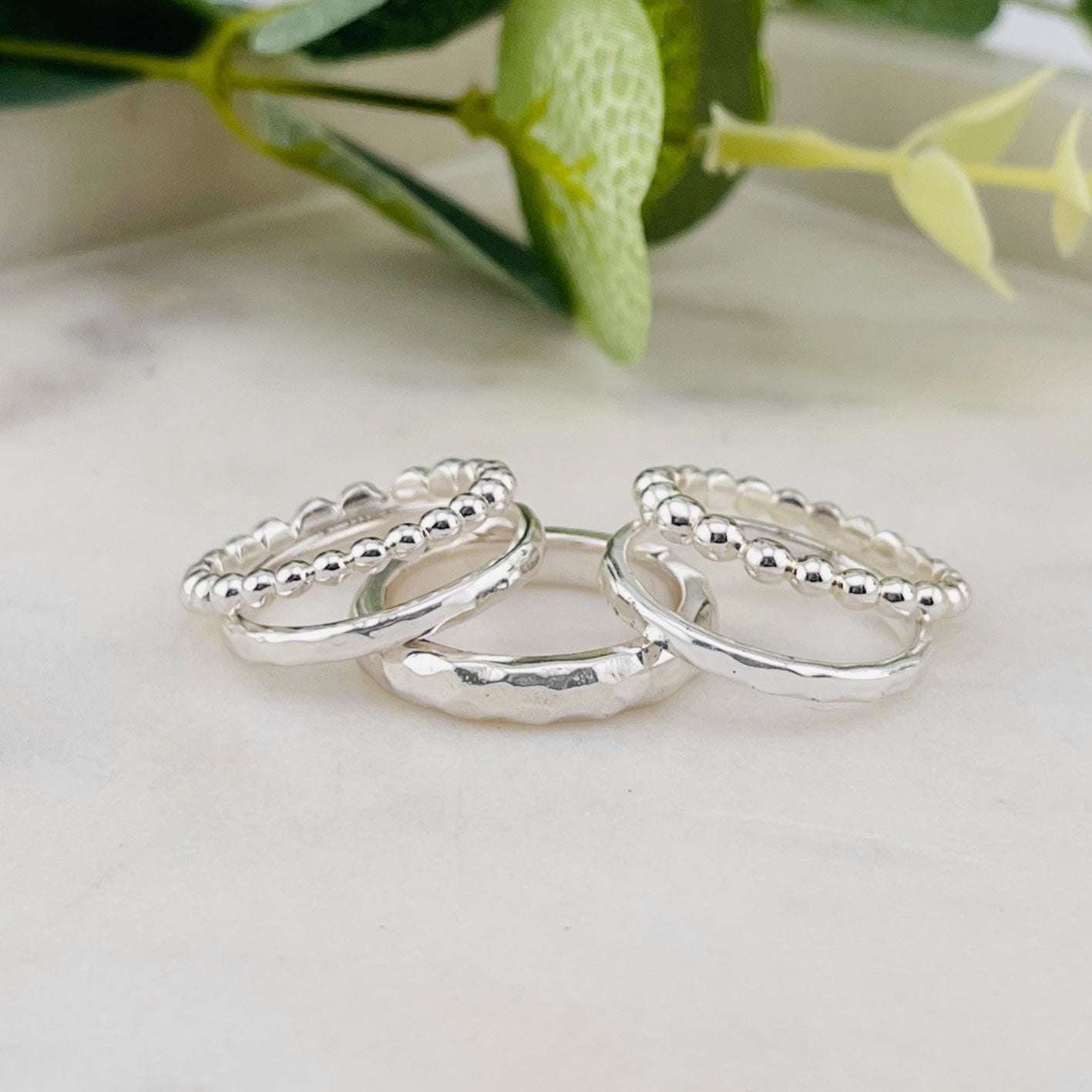 Pink Sand Ring-Set Silber 5-teilig Amanie