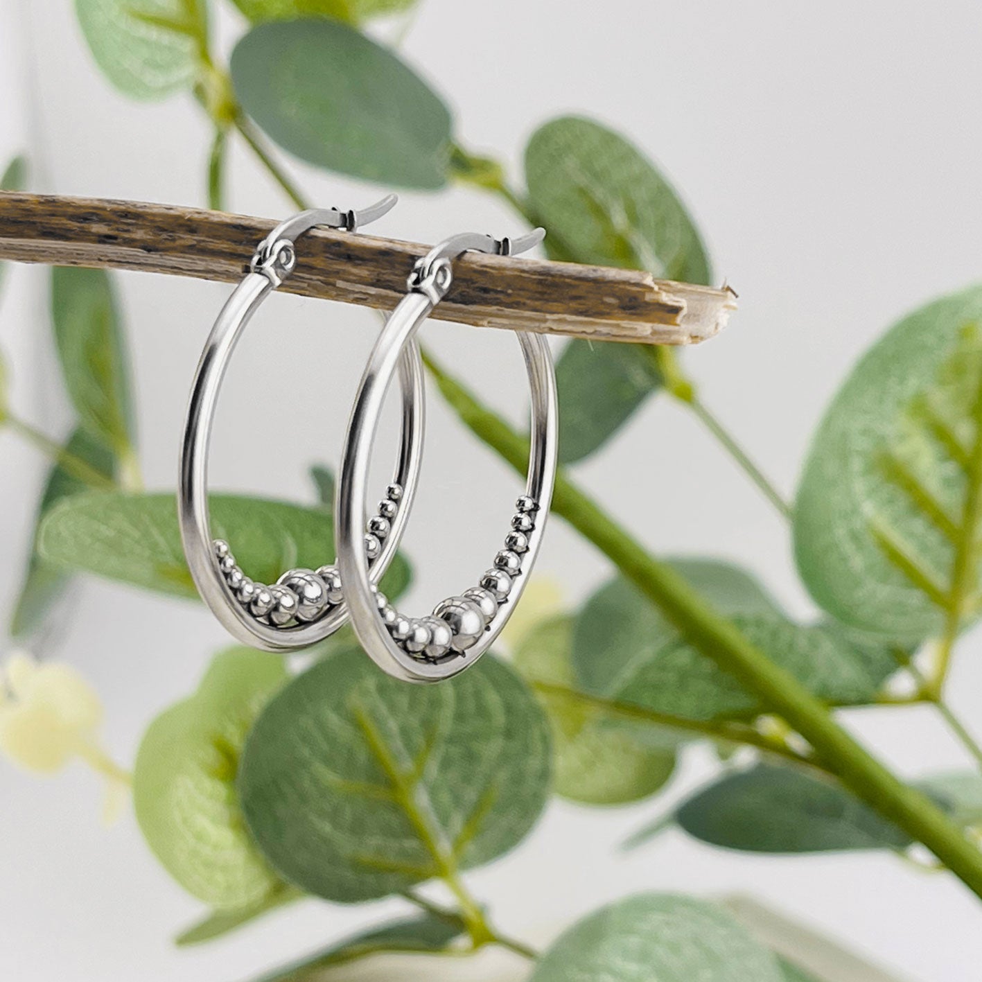 Silber Boho-Creolen aus Chirurgenstahl Rina