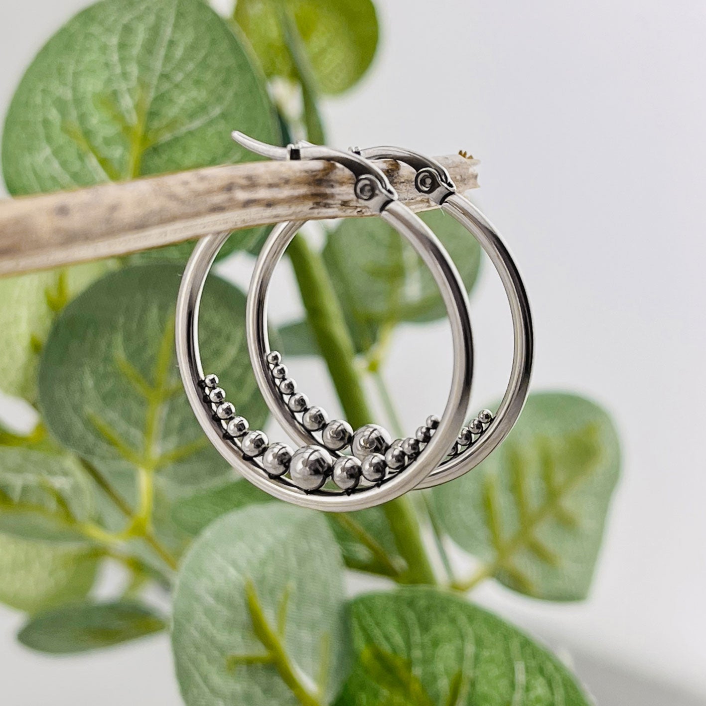 Silber Boho-Creolen aus Chirurgenstahl Rina