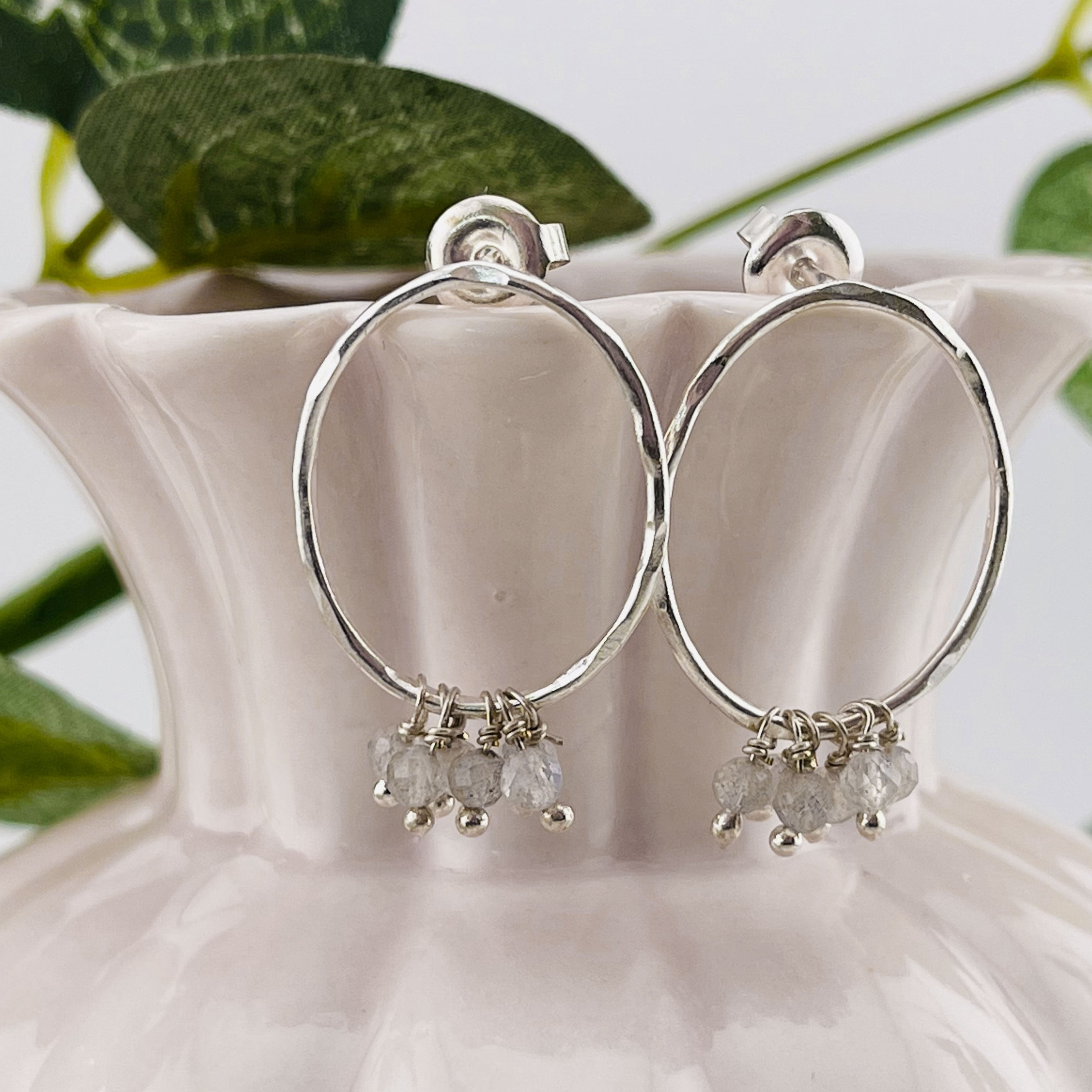 Silberohrringe mit Reifen und Labradorit Serenity Labradorite