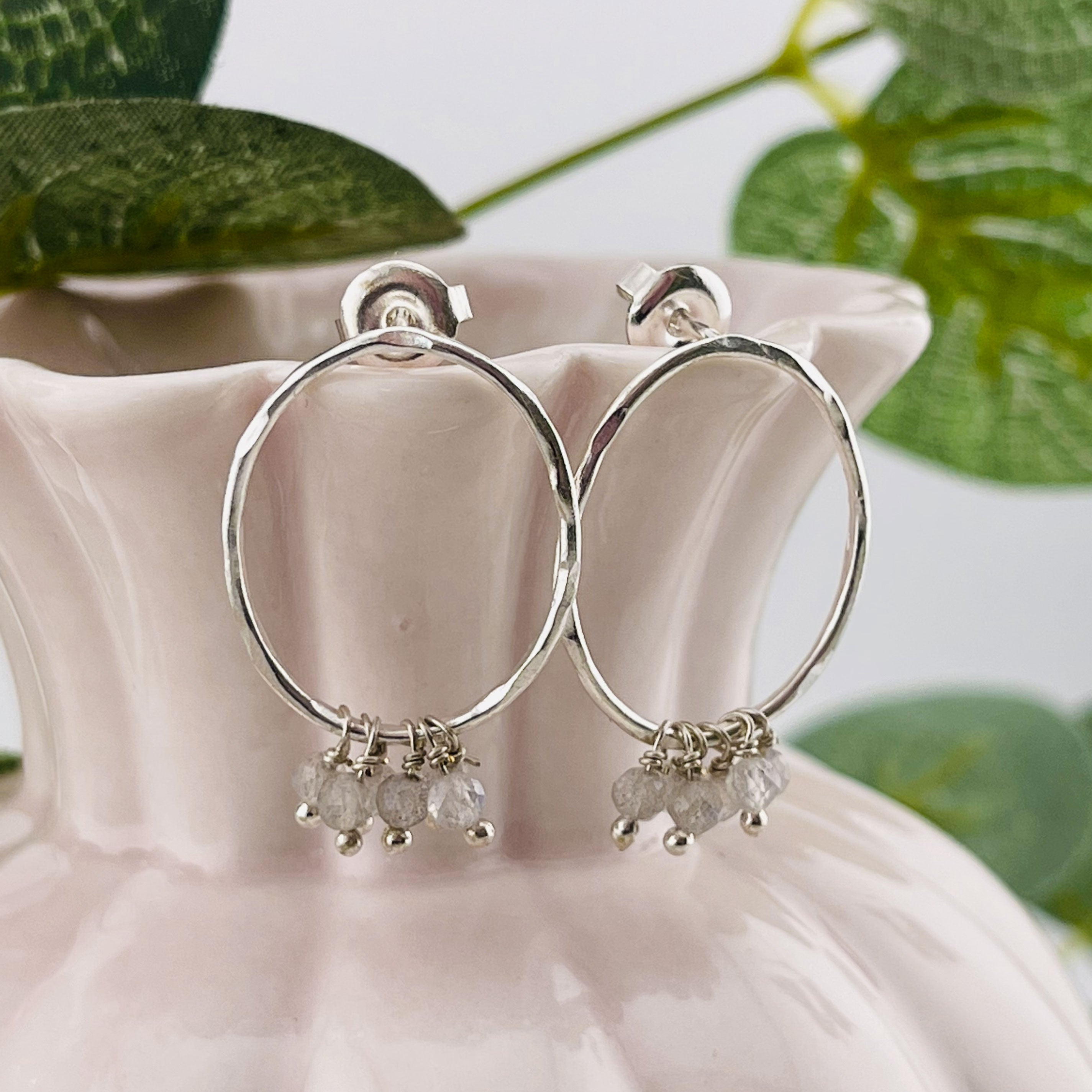 Silberohrringe mit Reifen und Labradorit Serenity Labradorite