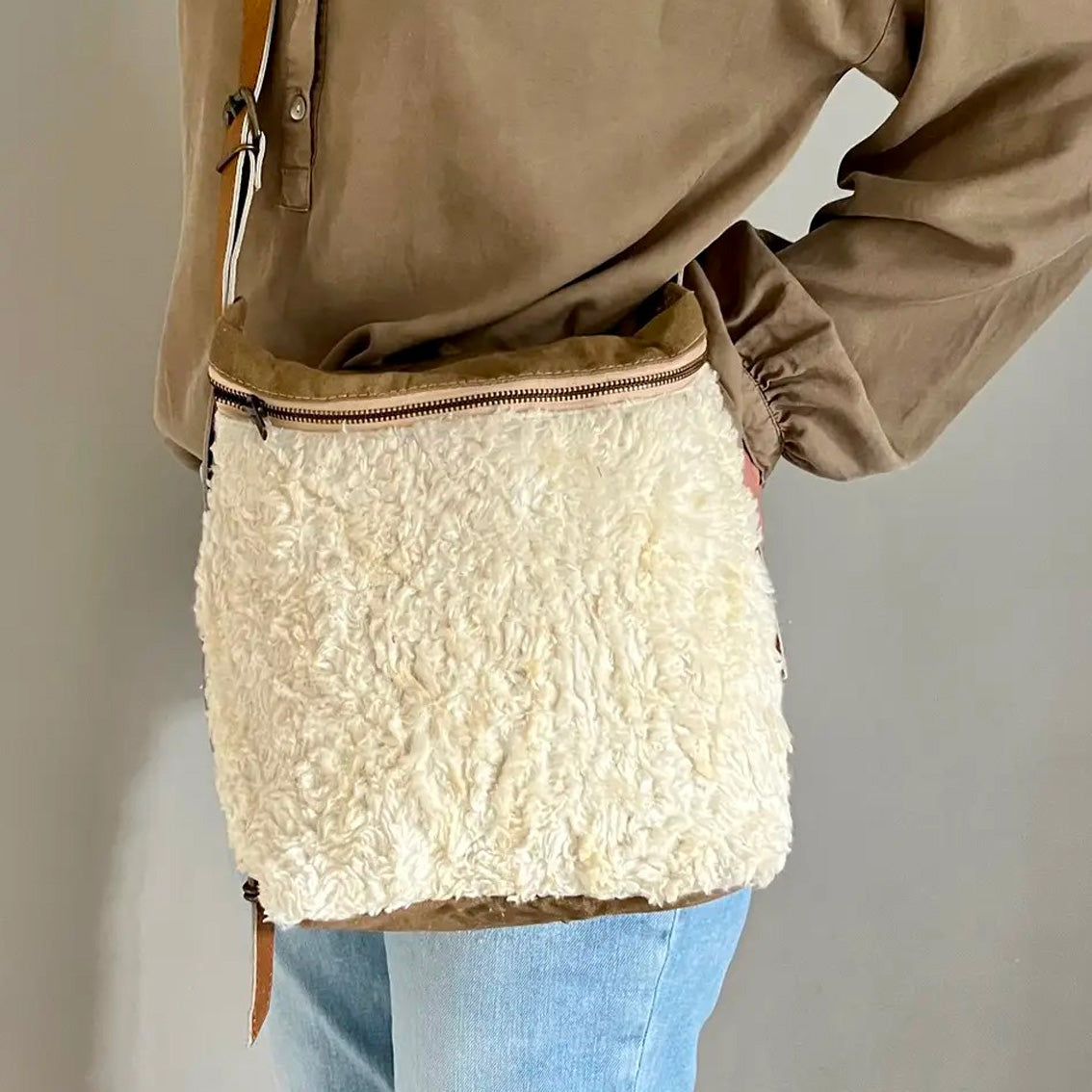 Vintage-Canvas Umhängetasche Teddy Midi Liefe