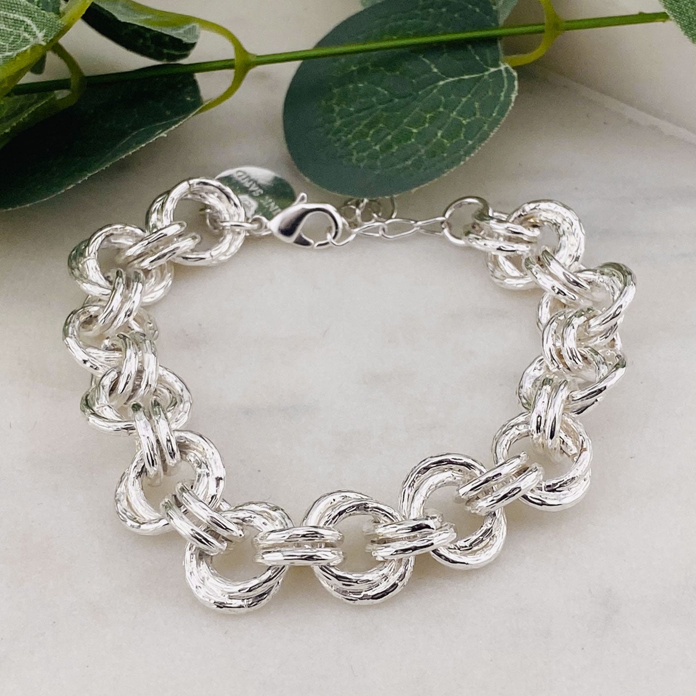 Trendige grobe Silber Armkette Oriana
