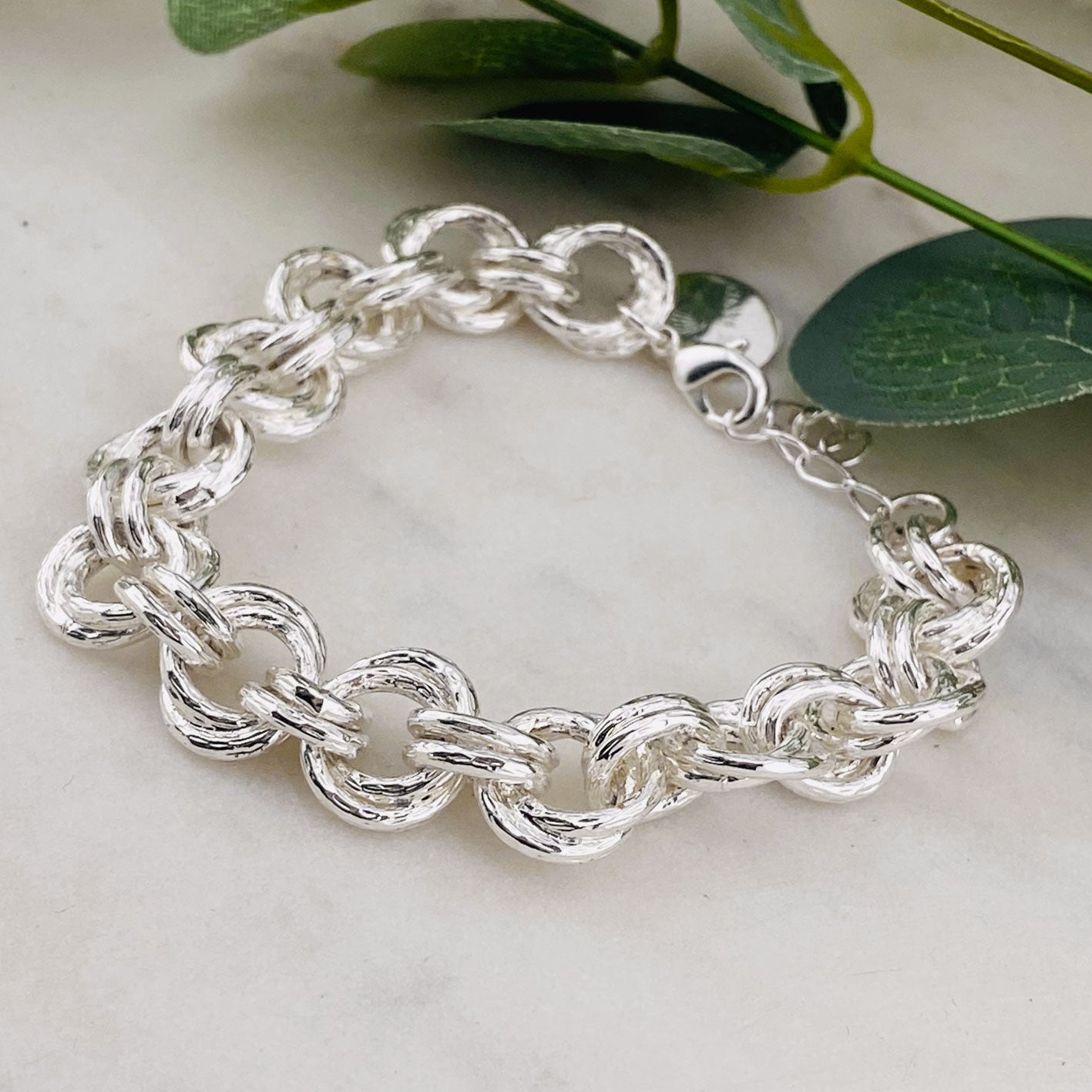 Trendige grobe Silber Armkette Oriana