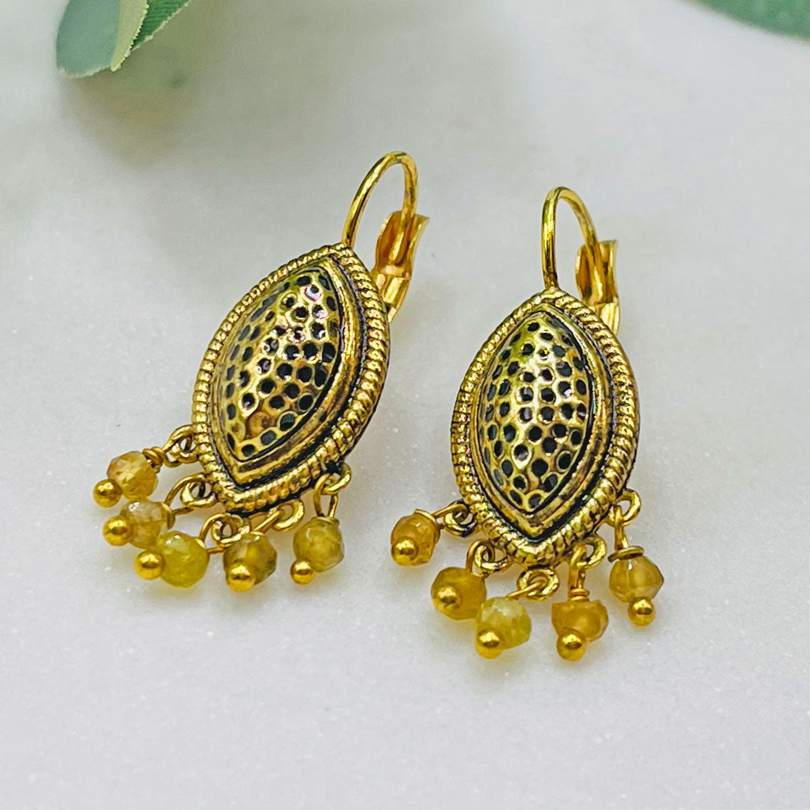 Verspielte Boho-Ohrringe Gold mit citrine Topaz Pink Sand Jovili