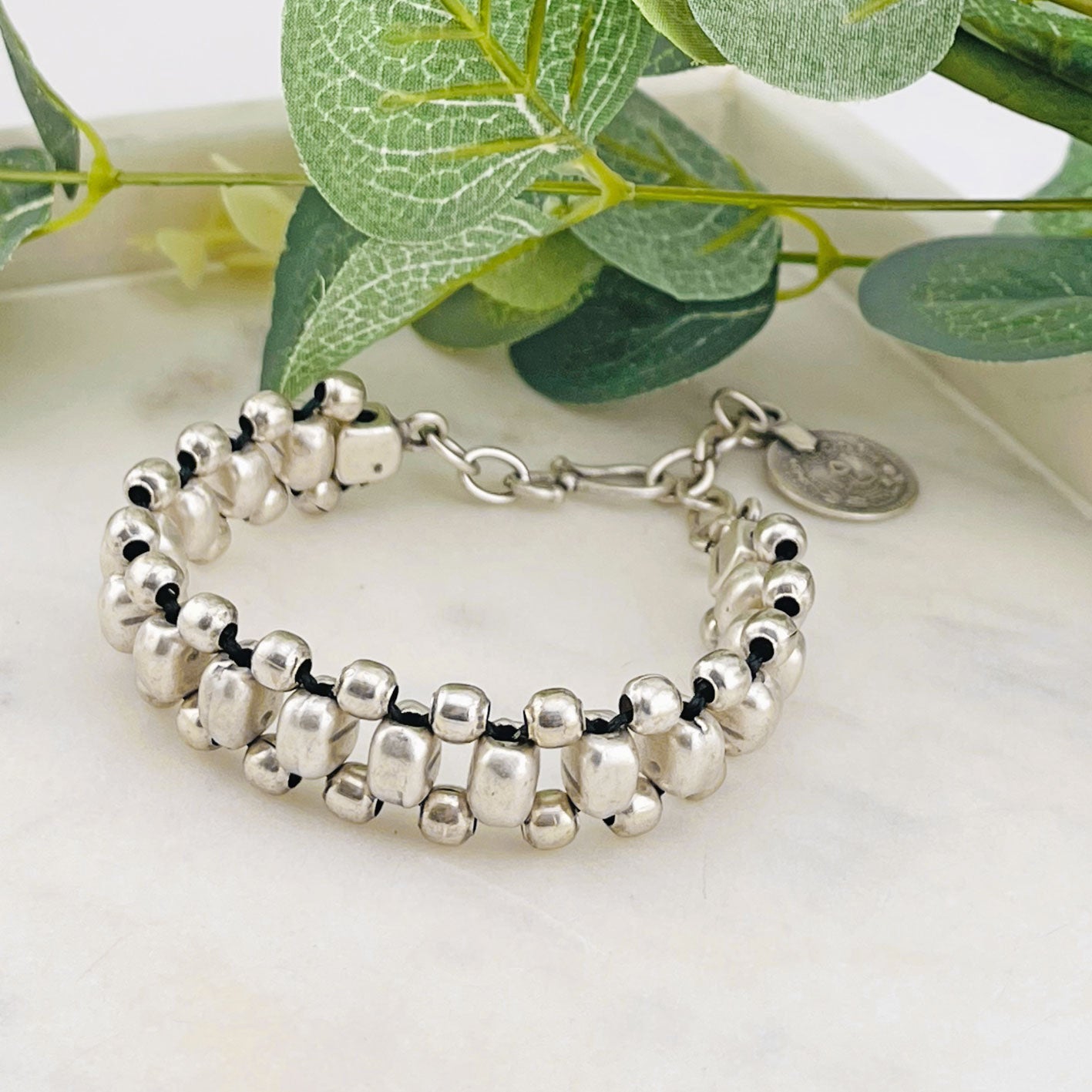 Vintage Silberarmband mit grossen Perlen Rahe
