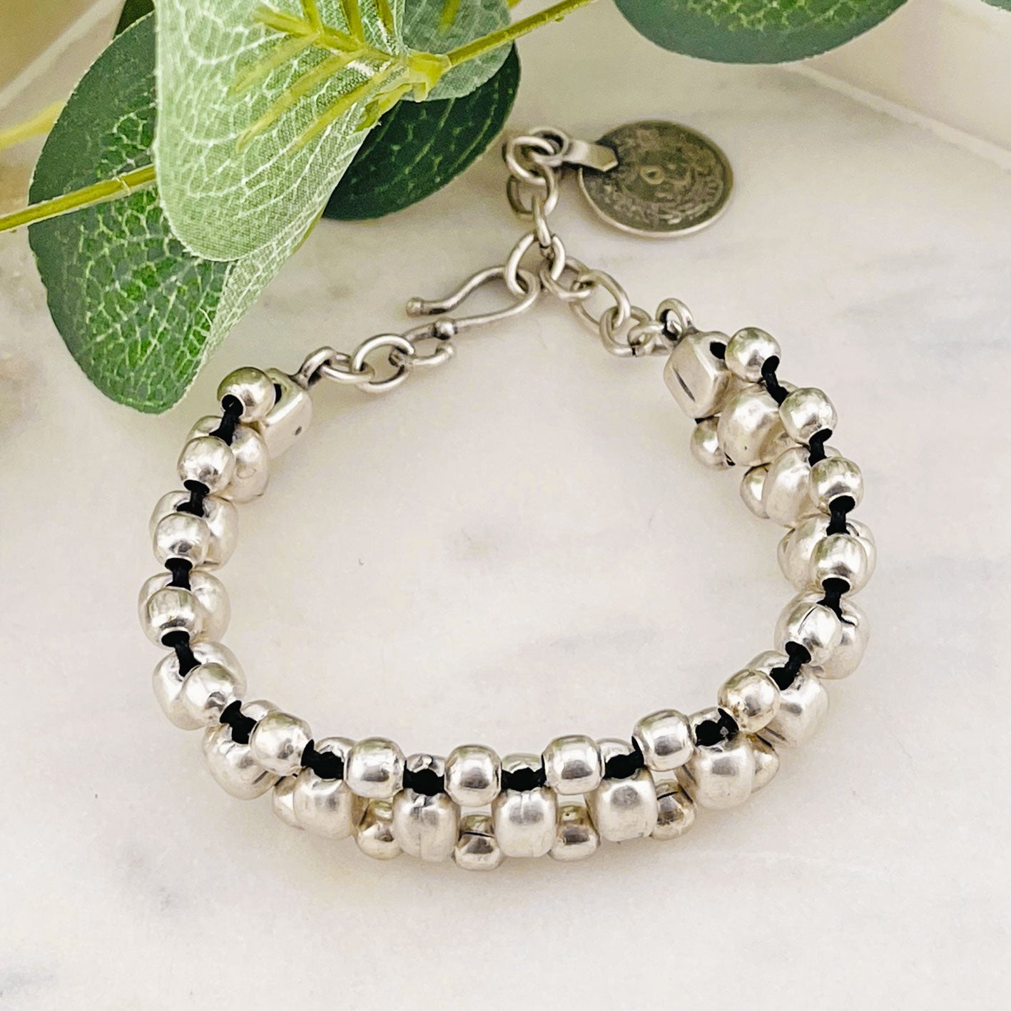 Vintage Silberarmband mit grossen Perlen Rahe