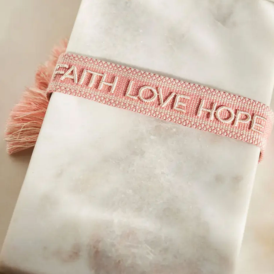 Statement-Armband Stoff Faith Love Hope