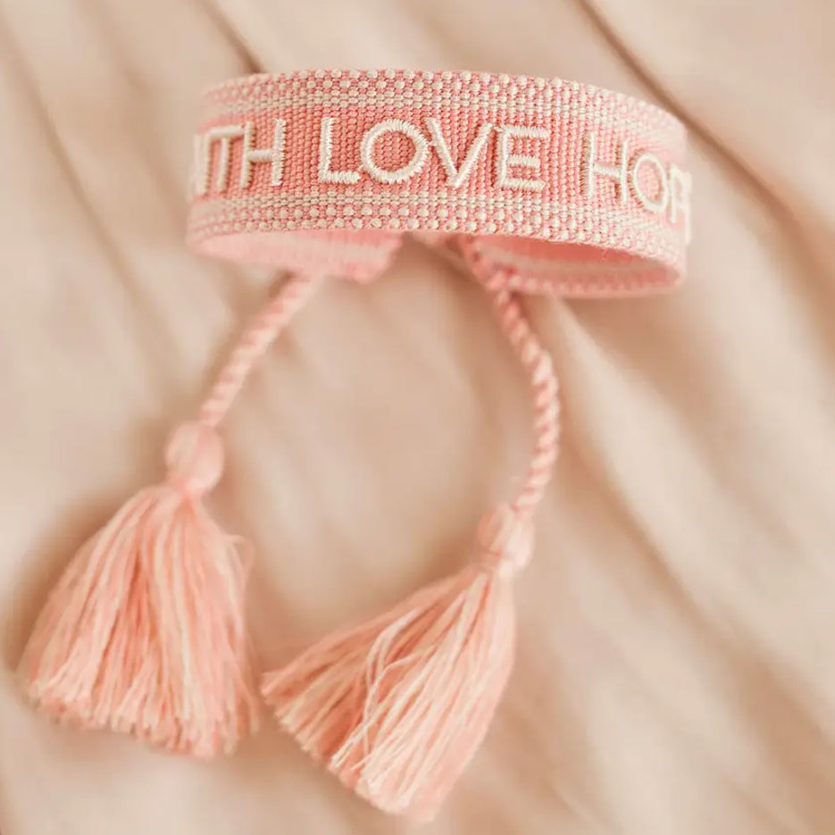 Statement-Armband Stoff Faith Love Hope