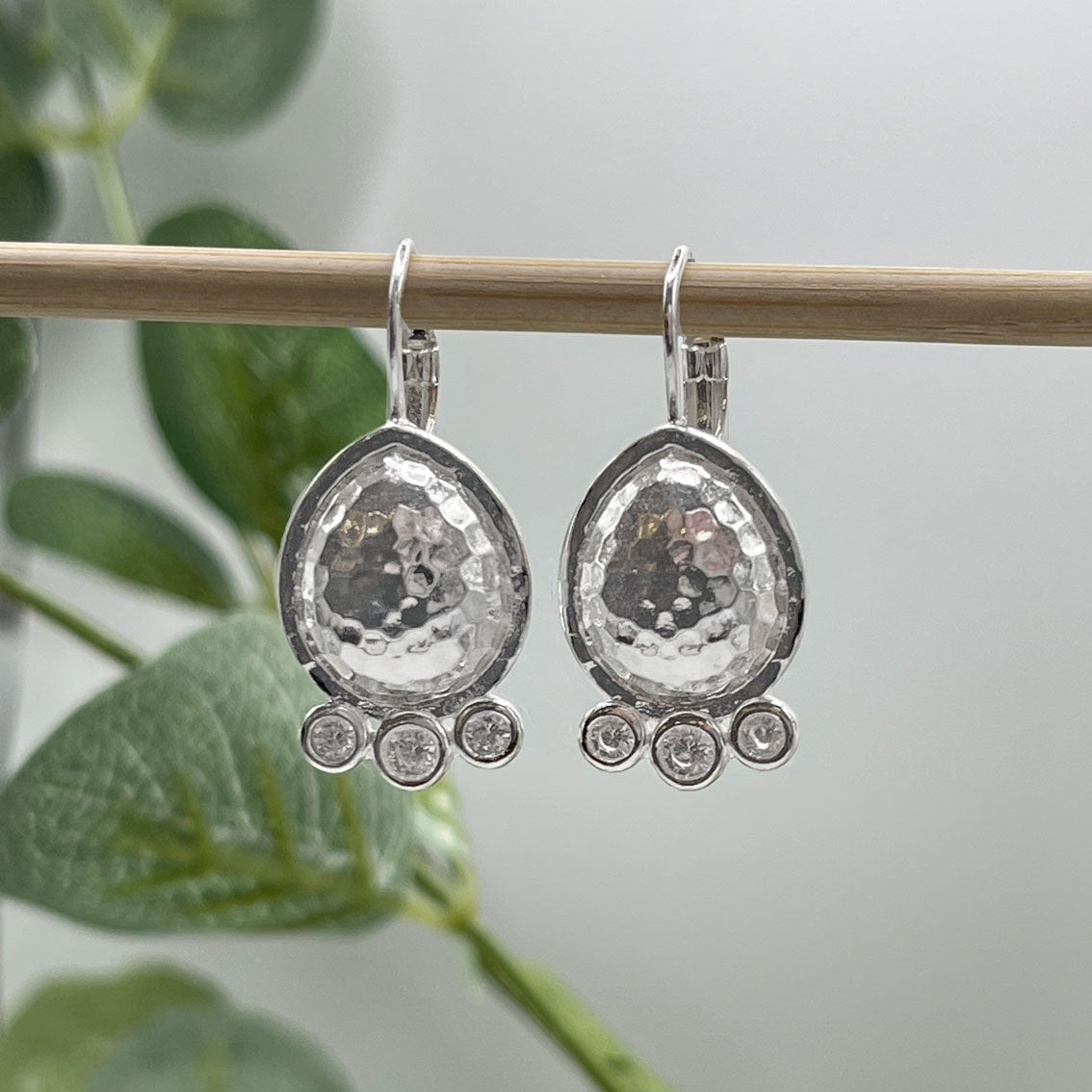 Silber-Ohrringe Boho mit Anhänger und Zirkonia Pink Sand Guyra