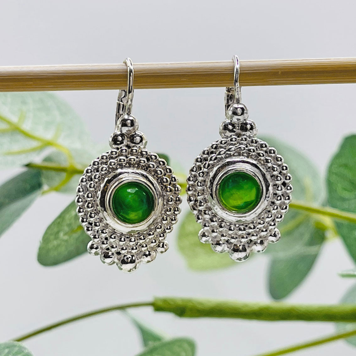 Boho Ohrringe Silber mit grünem Turmalin Pink Sand Ashdale