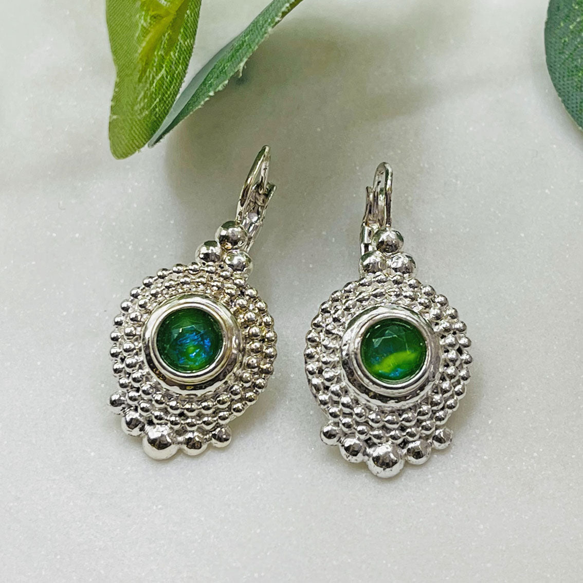 Boho Ohrringe Silber mit grünem Turmalin Pink Sand Ashdale