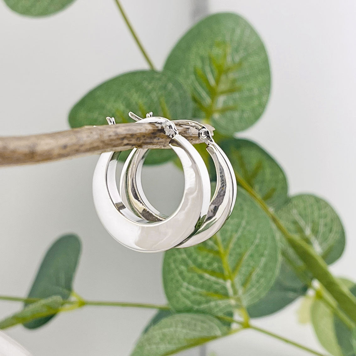 Breite Creolen Ohrringe Sterling Silber 925 Tasie