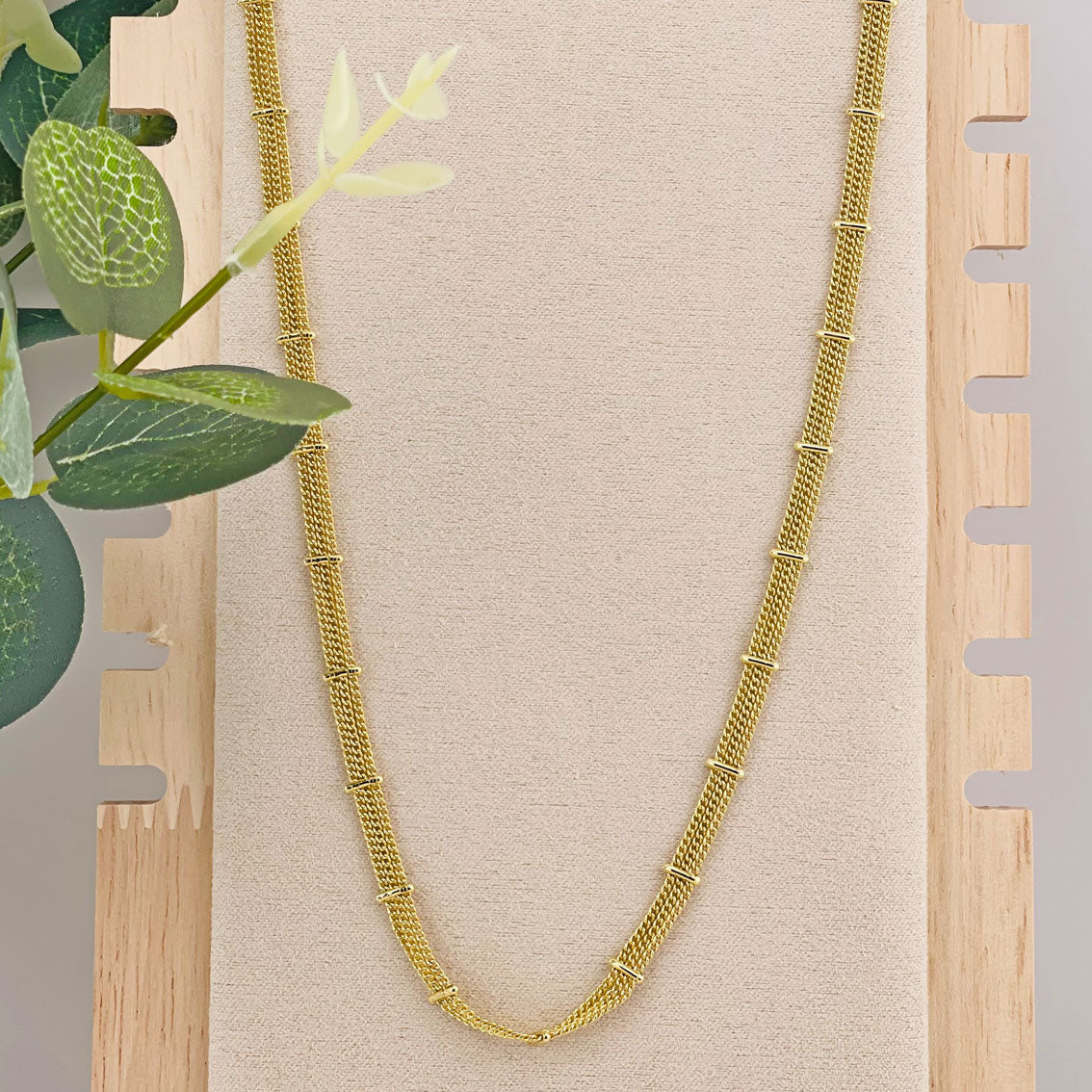 Breite Goldkette aus drei feinen Kettchen 18 K Gold filled Valonique