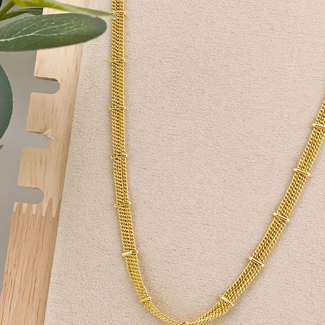 Breite Goldkette aus drei feinen Kettchen 18 K Gold filled Valonique