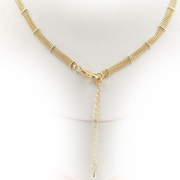 Breite Goldkette aus drei feinen Kettchen 18 K Gold filled Valonique