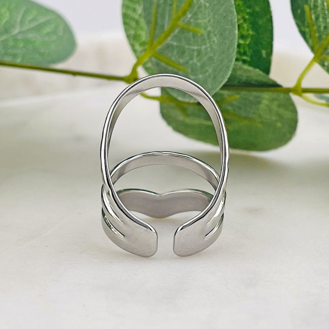 Offener Silberring aus Edelstahl Chevron Design Elva