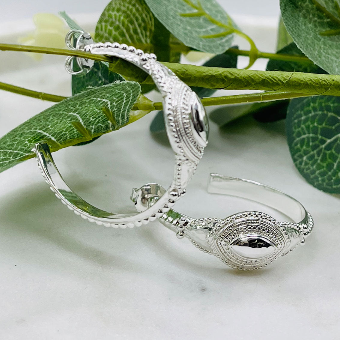 Kunstvolle Boho-Creolen Silber Pink Sand Misapina