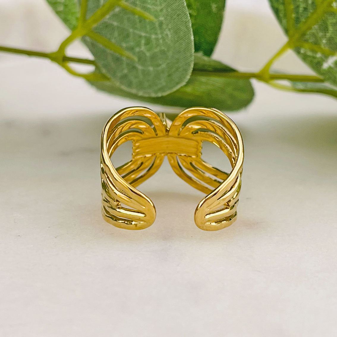 Breiter Goldring mit Zirkonia Stein Crix