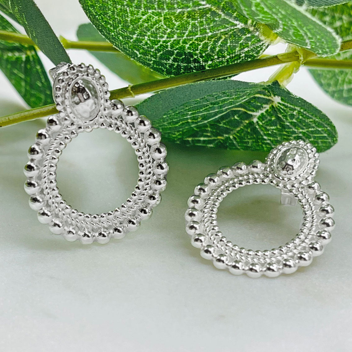 Pink Sand Ohrringe Silber mit Reifenanhänger Boho Style Zoa