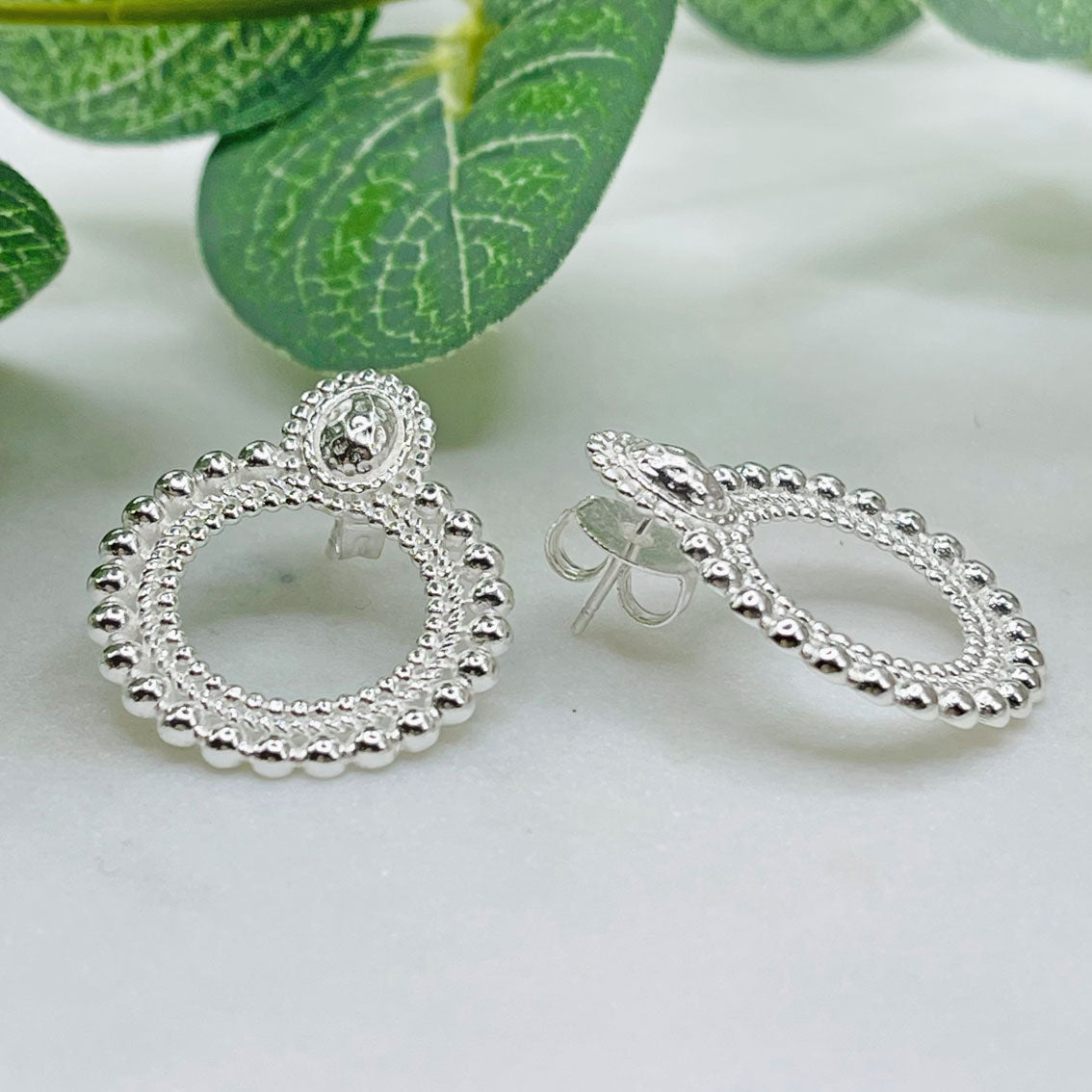 Pink Sand Ohrringe Silber mit Reifenanhänger Boho Style Zoa