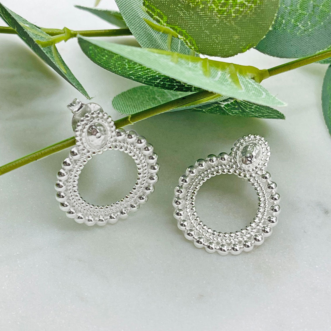 Pink Sand Ohrringe Silber mit Reifenanhänger Boho Style Zoa