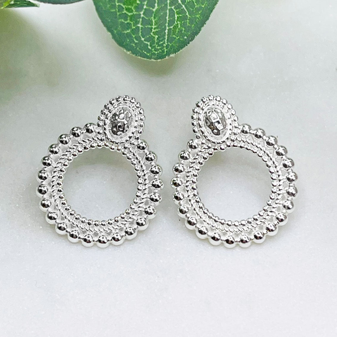 Pink Sand Ohrringe Silber mit Reifenanhänger Boho Style Zoa