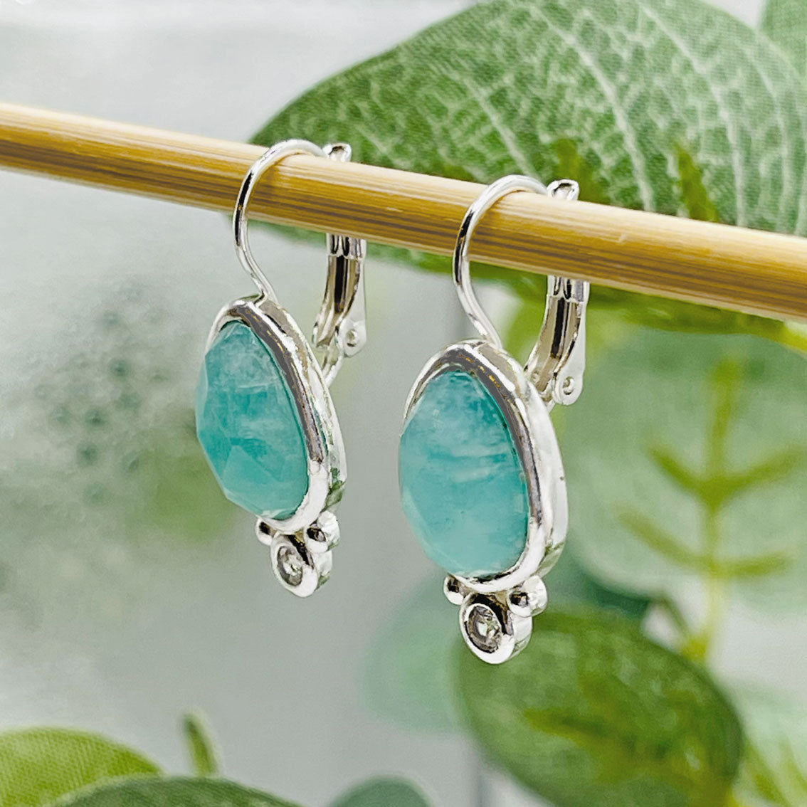 Stilvolle Pink Sand Ohrhänger Silber mit türkis Stein Combé