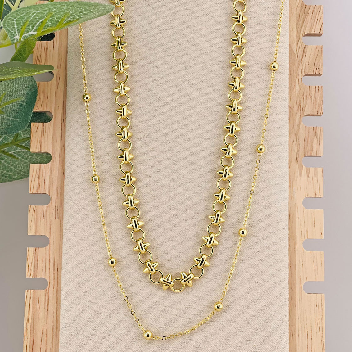 Trendige Doppelkette 18K Gold filled Hirondel