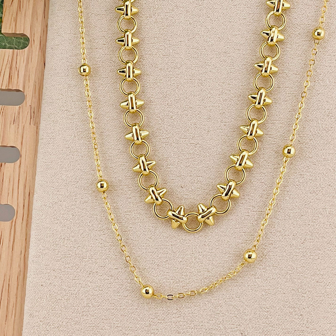 Trendige Doppelkette 18K Gold filled Hirondel