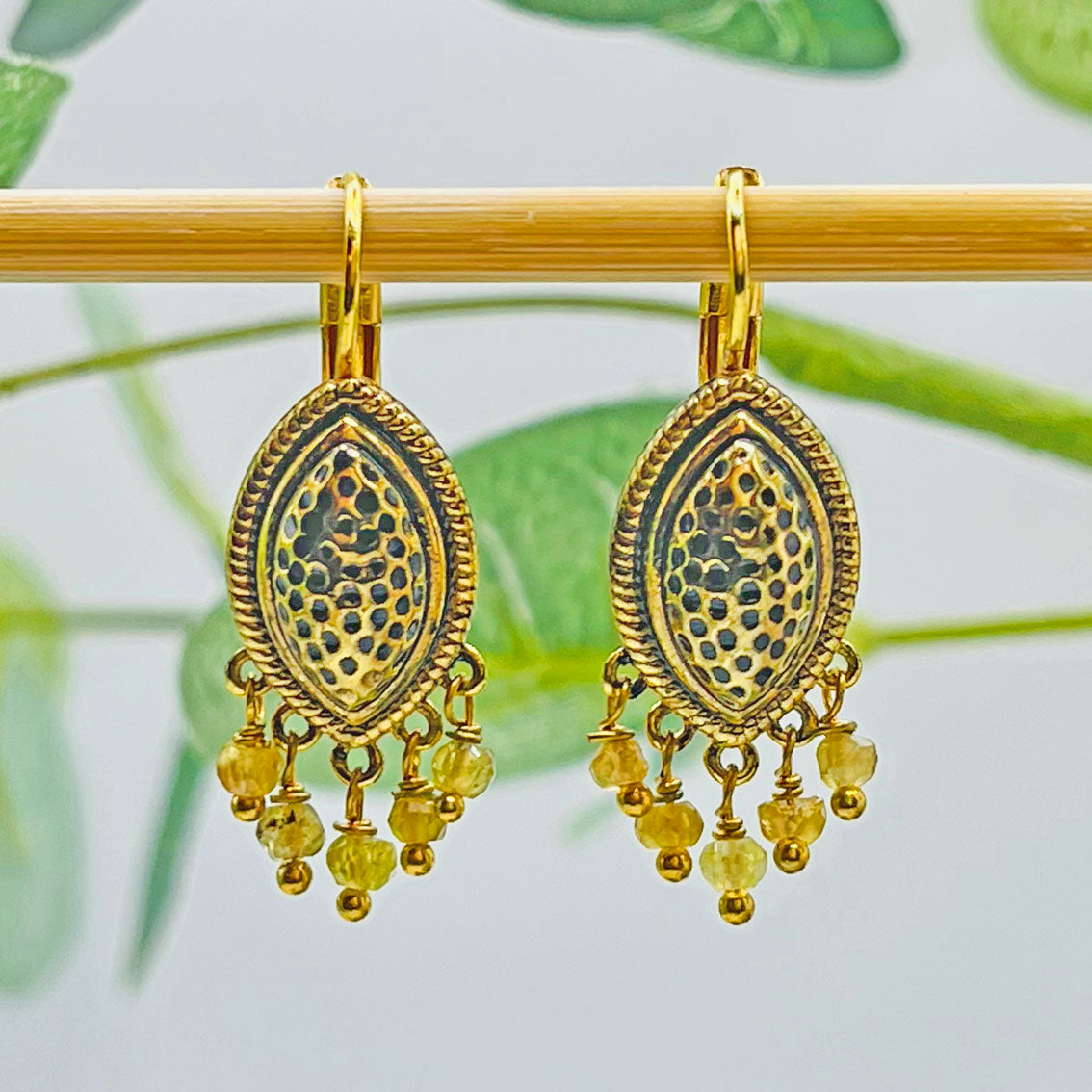 Verspielte Boho-Ohrringe Gold mit citrine Topaz Pink Sand Jovili