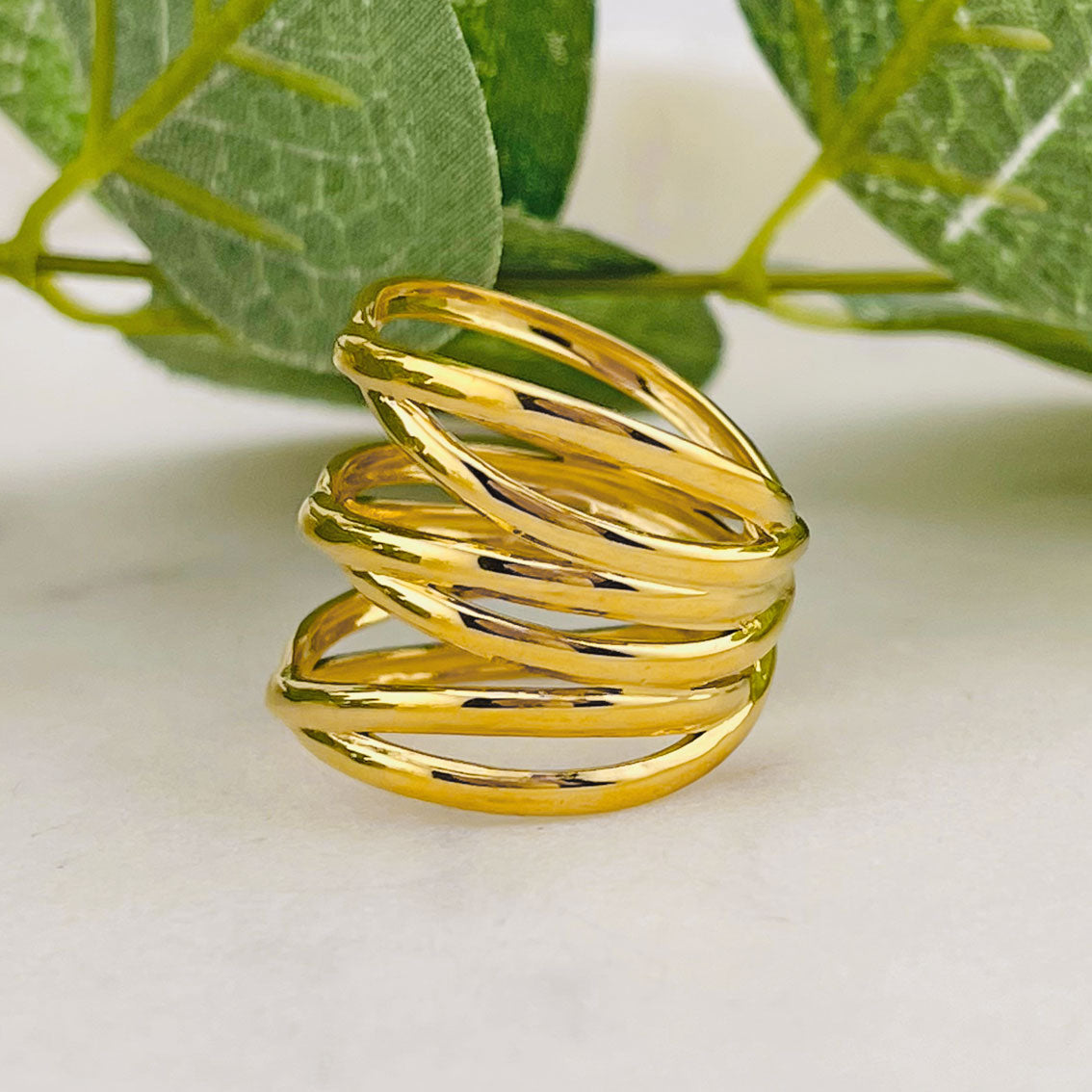 Breiter Goldring mit Multi Layer Design Moida